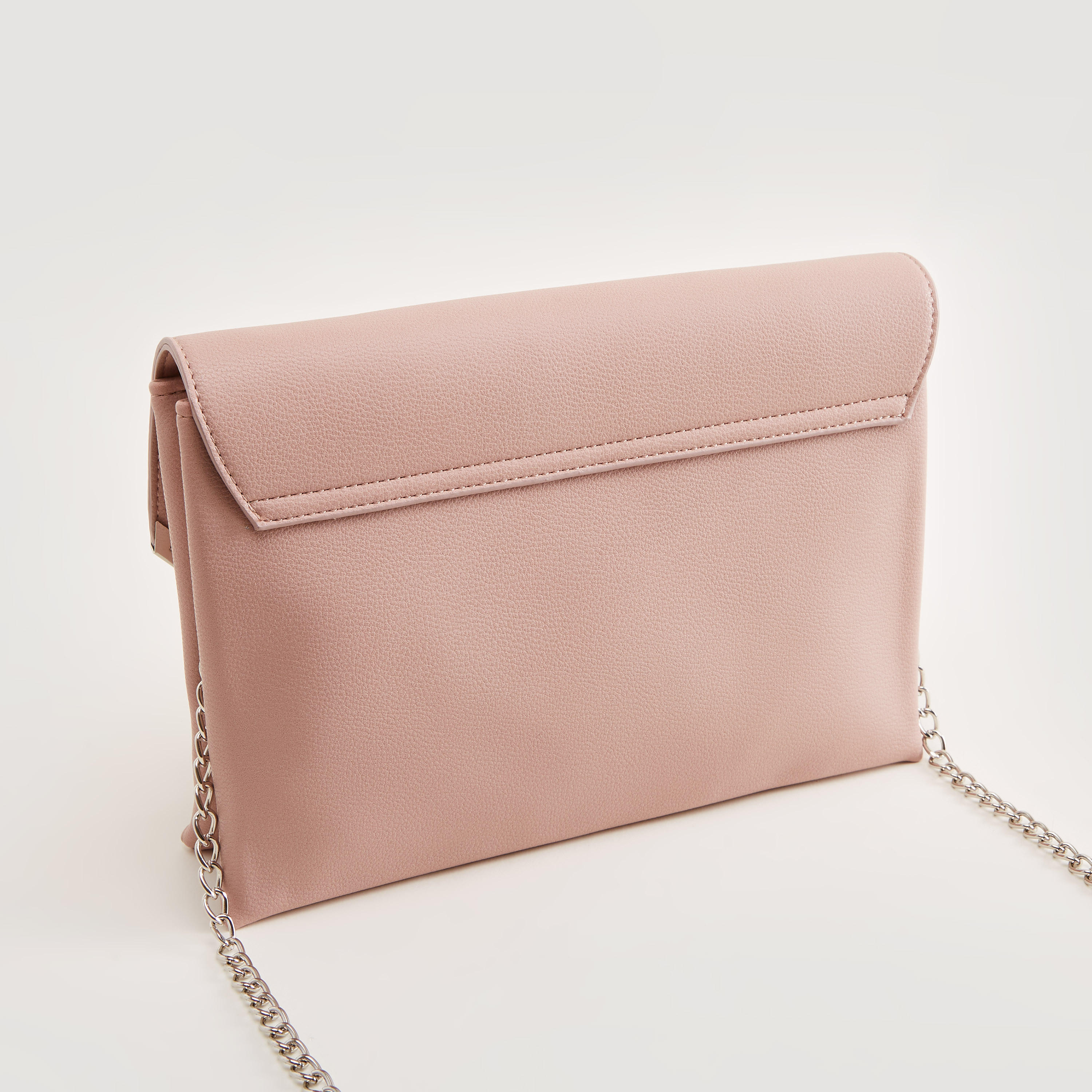 شنطة كروس بودي بارزة الملمس بطيّة إغلاق وحزام سلسلة ميتاليك-women-bagsandwallets-handbags-image-3