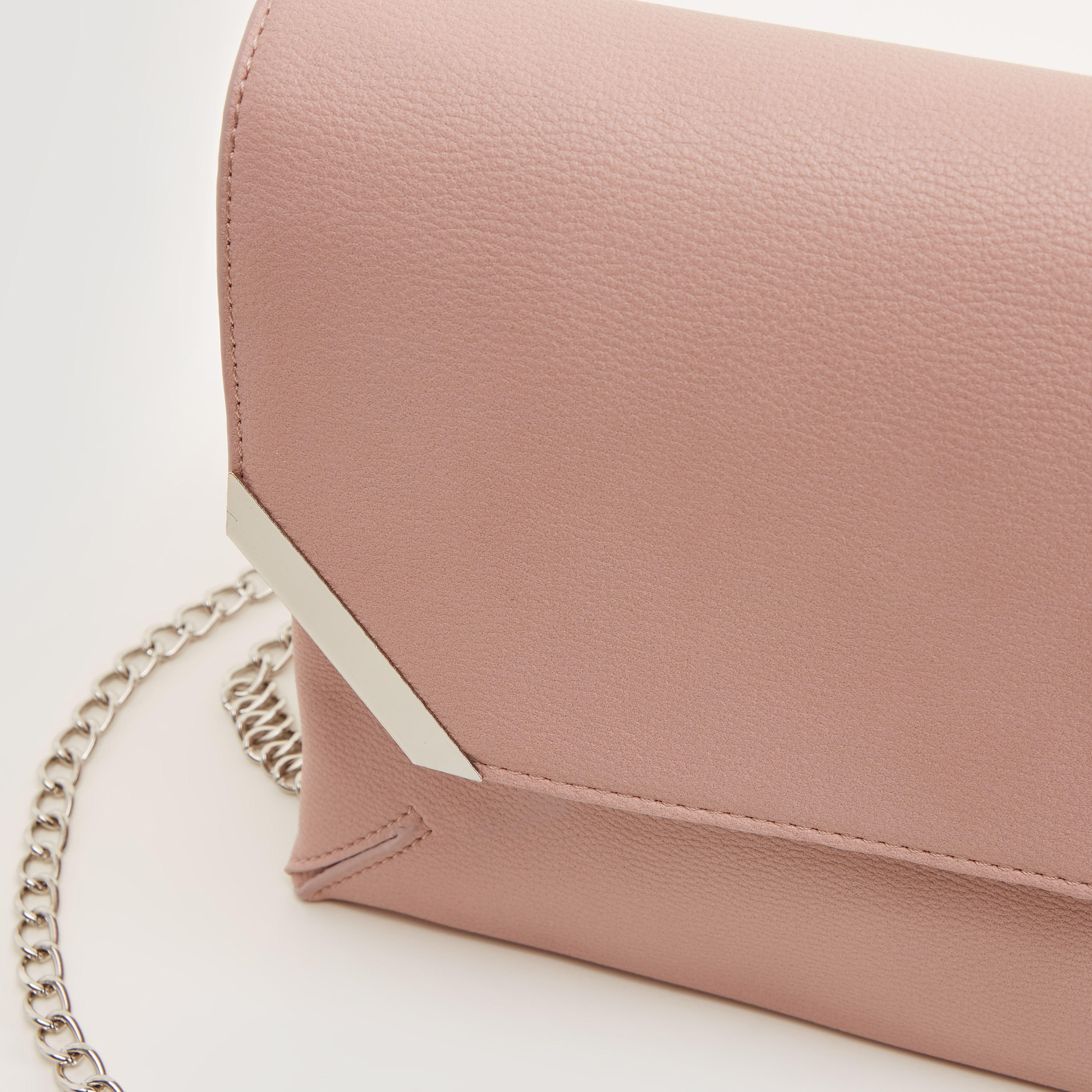 شنطة كروس بودي بارزة الملمس بطيّة إغلاق وحزام سلسلة ميتاليك-women-bagsandwallets-handbags-image-4