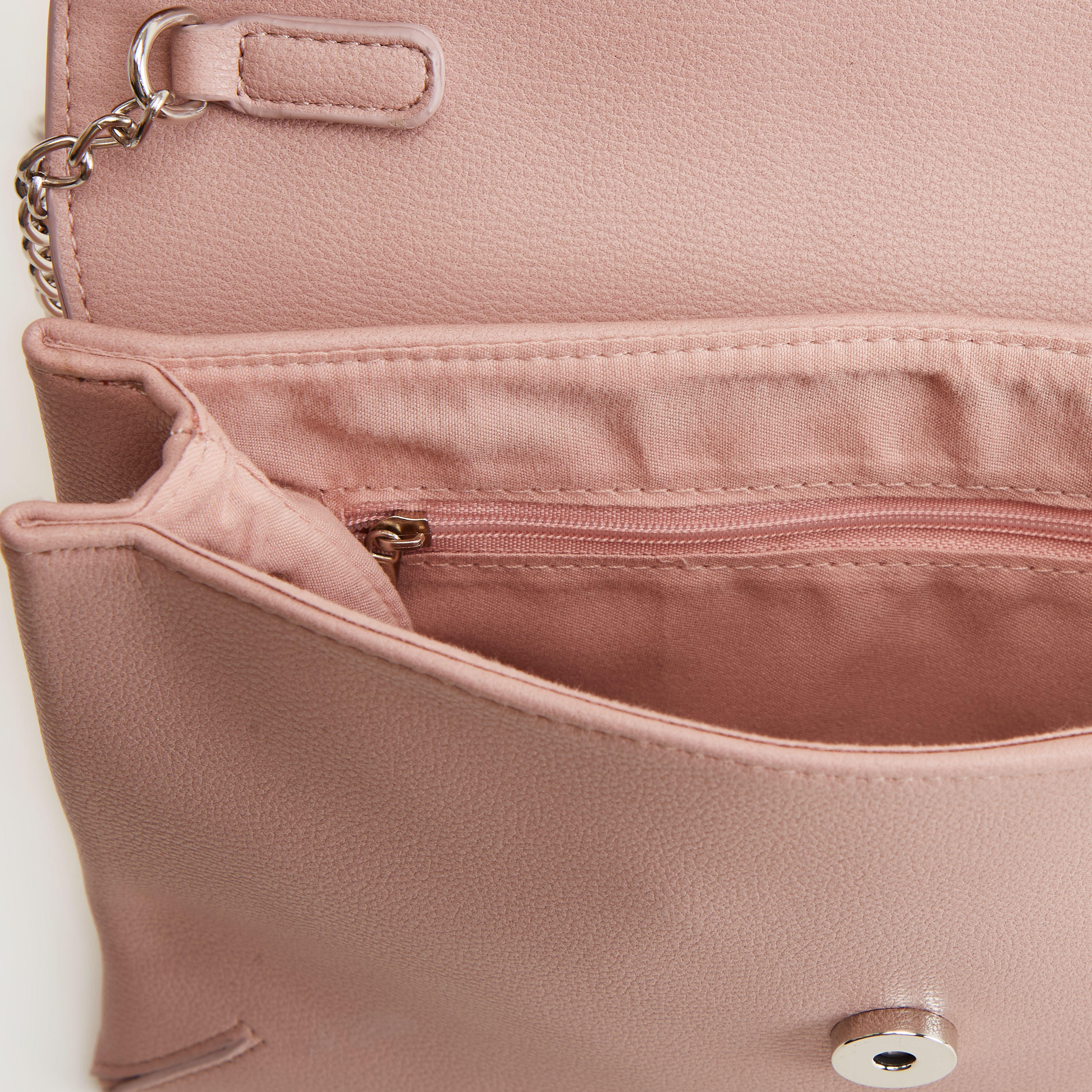 شنطة كروس بودي بارزة الملمس بطيّة إغلاق وحزام سلسلة ميتاليك-women-bagsandwallets-handbags-image-5