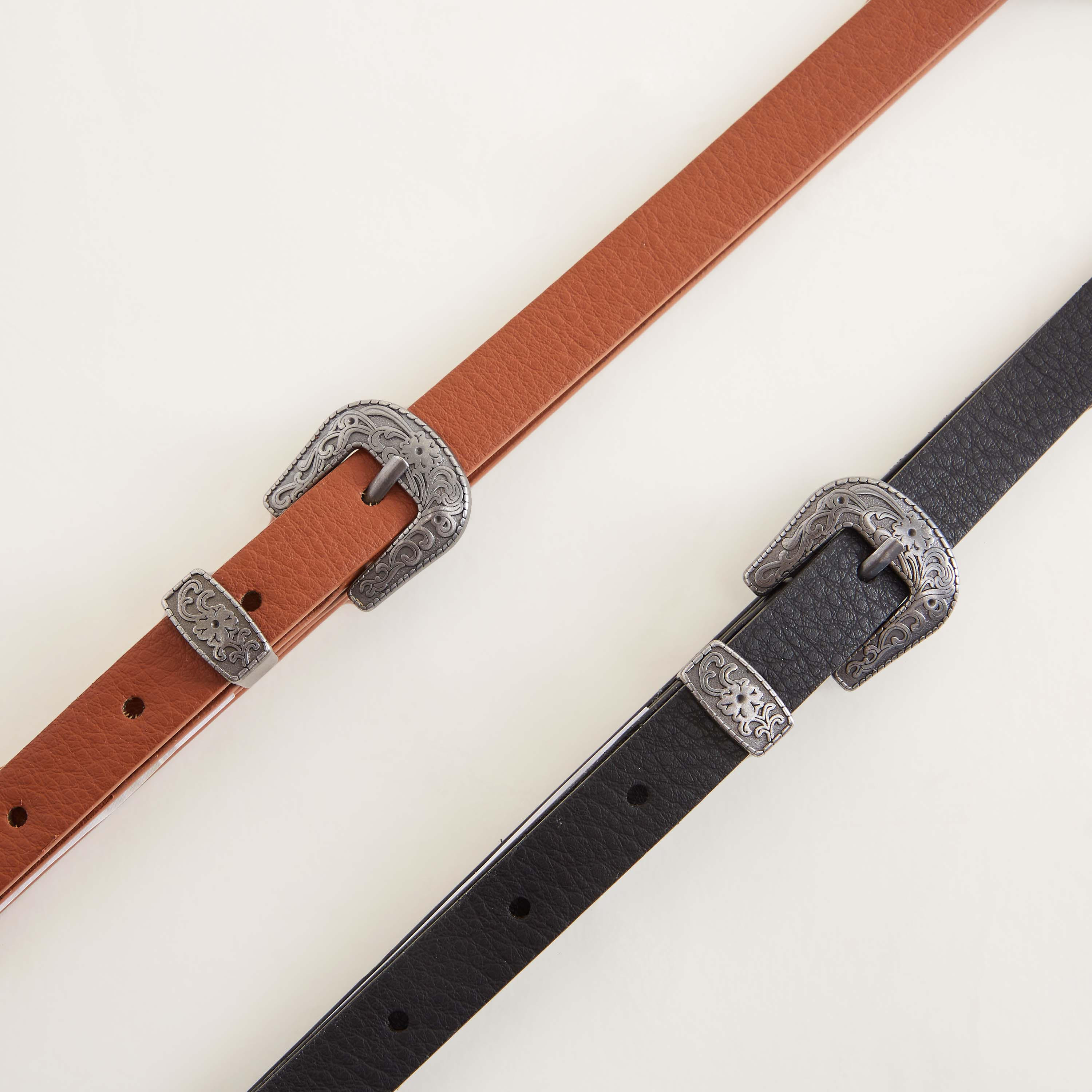 حزام بارز الملمس بإبزيم بدبوس - طقم من قطعتين-women-clothingaccessories-belts-image-4