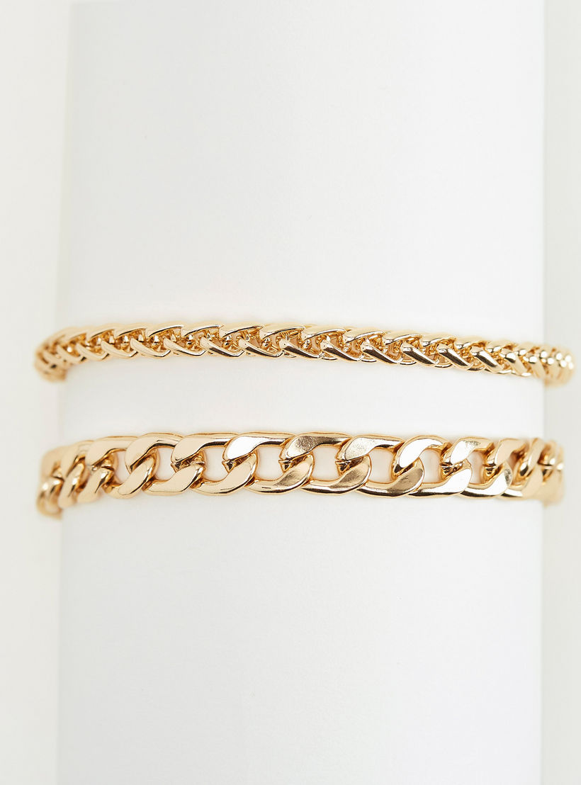 أساور سلسلة مزينة بمشبك إغلاق - طقم من 2-women-watchesandjewellery-jewellery-banglesandbracelets-image-4