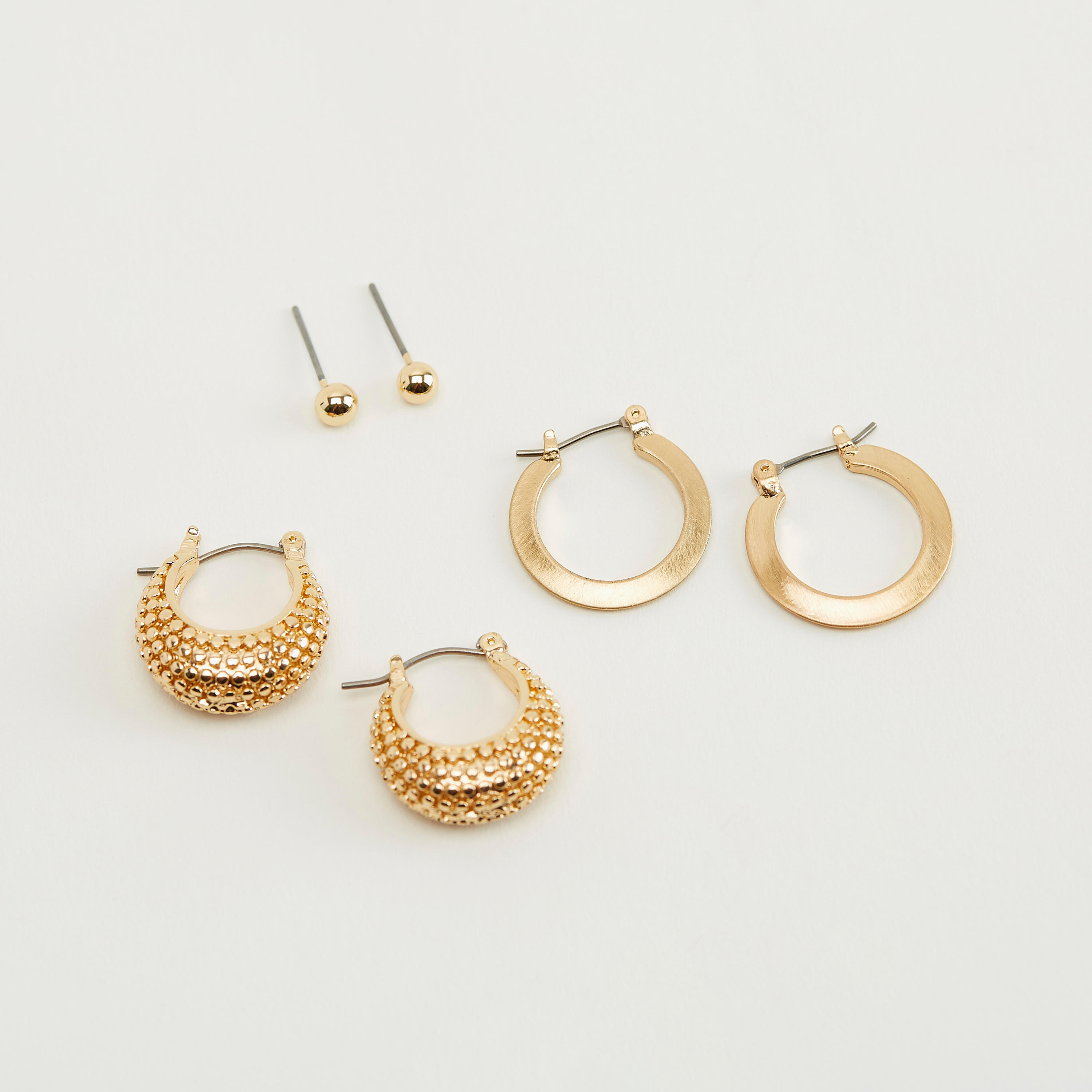 Set of 3 - Metallic Earrings-women-watchesandjewellery-jewellery-earrings-image-1