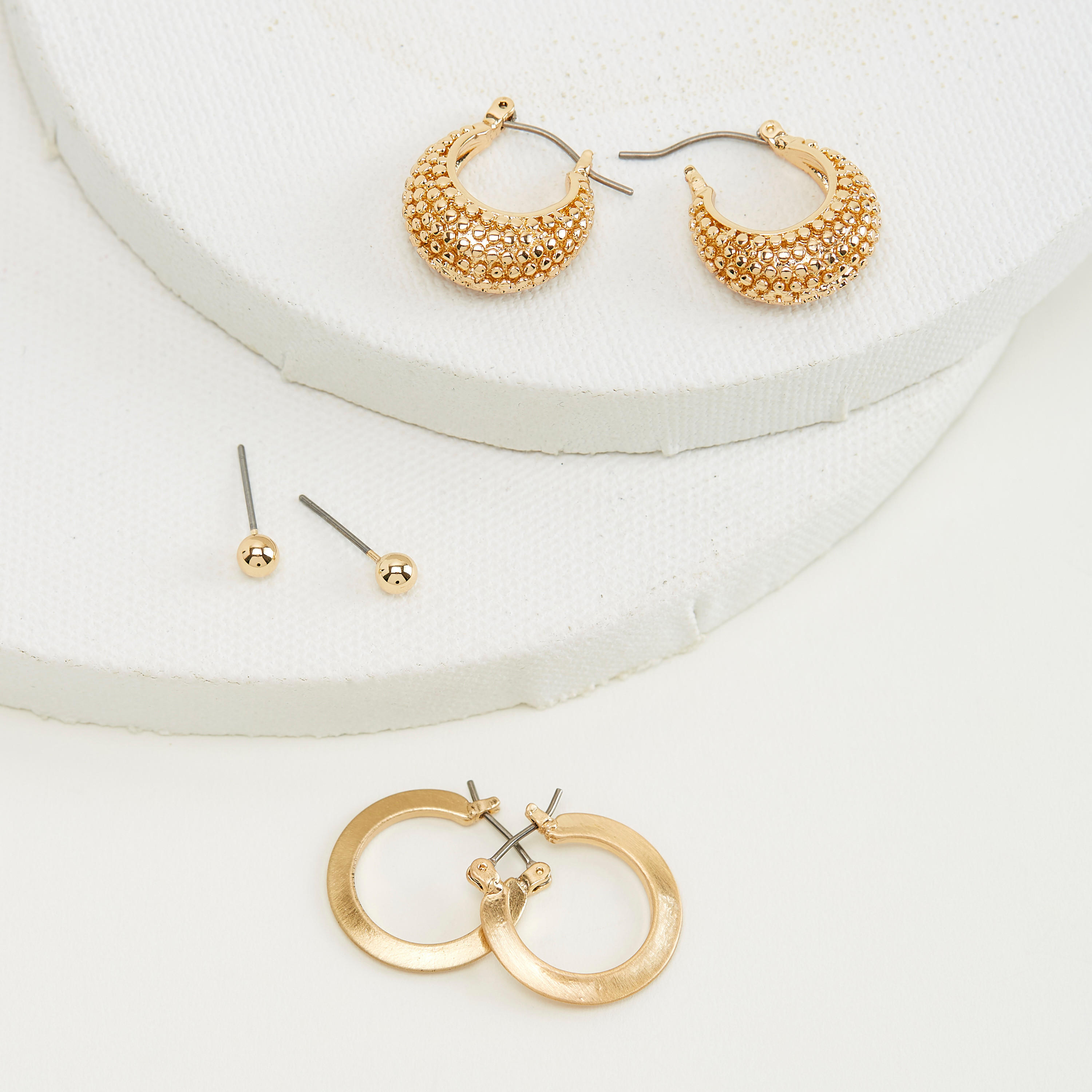 Set of 3 - Metallic Earrings-women-watchesandjewellery-jewellery-earrings-image-2