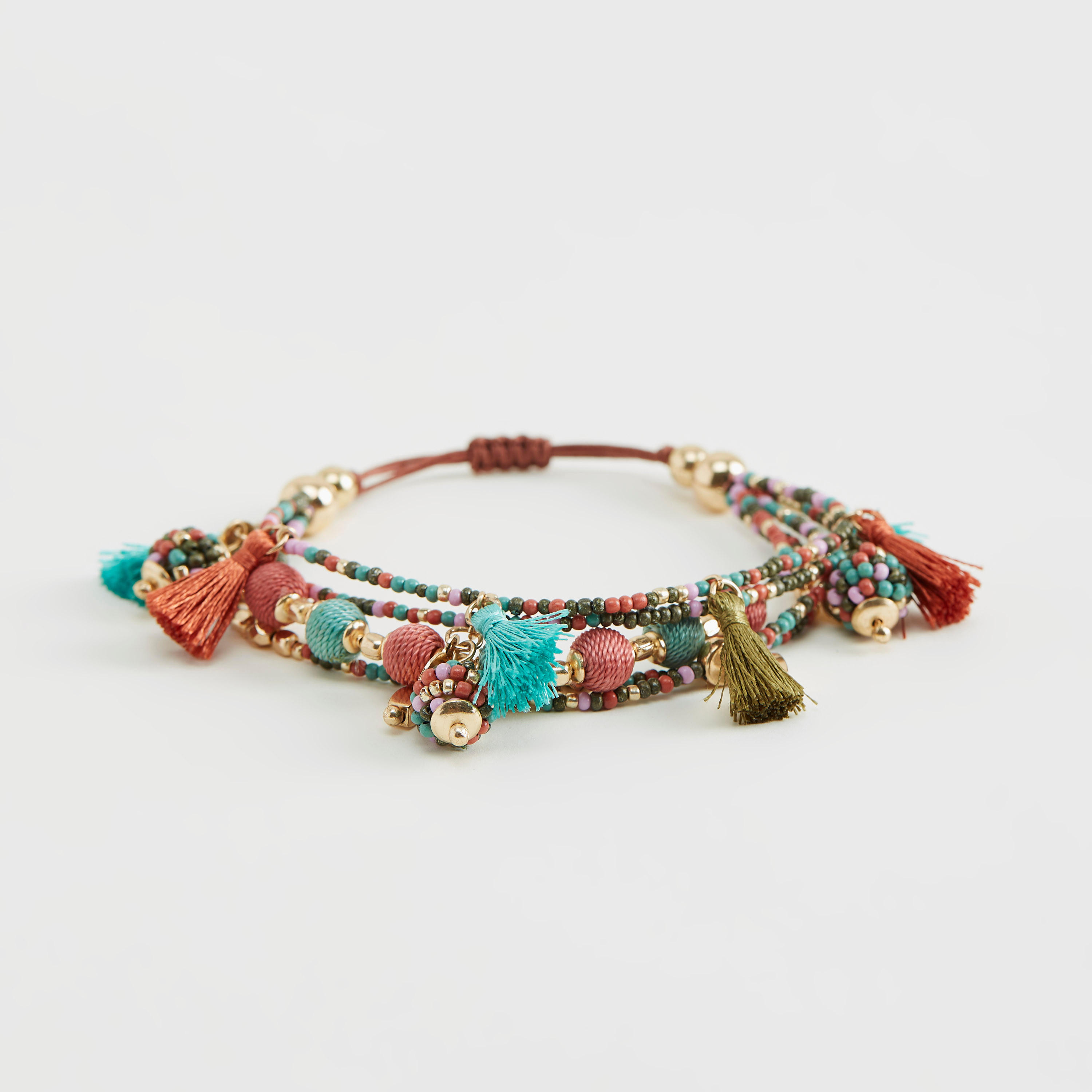 سوار قابل للتّعديل مزيّن بالخرز وبشرّابات-women-watchesandjewellery-jewellery-banglesandbracelets-image-1