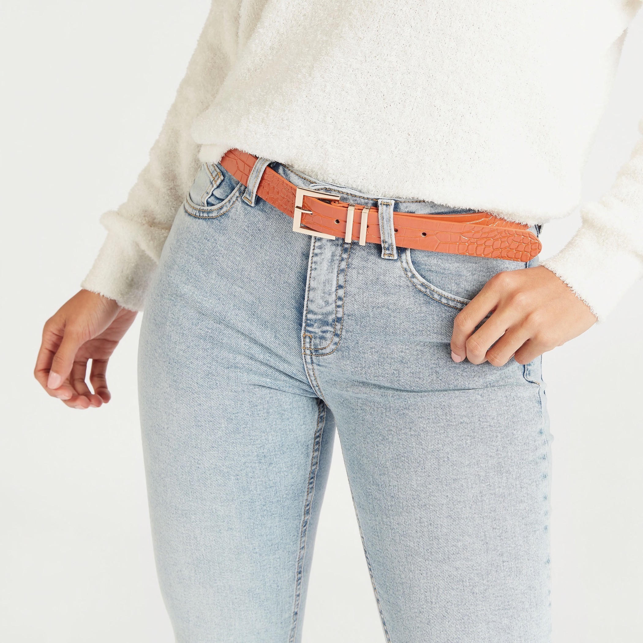 حزام بتصميم جلد زواحف بارز الملمس بإبزيم بدبوس-women-clothingaccessories-belts-image-2