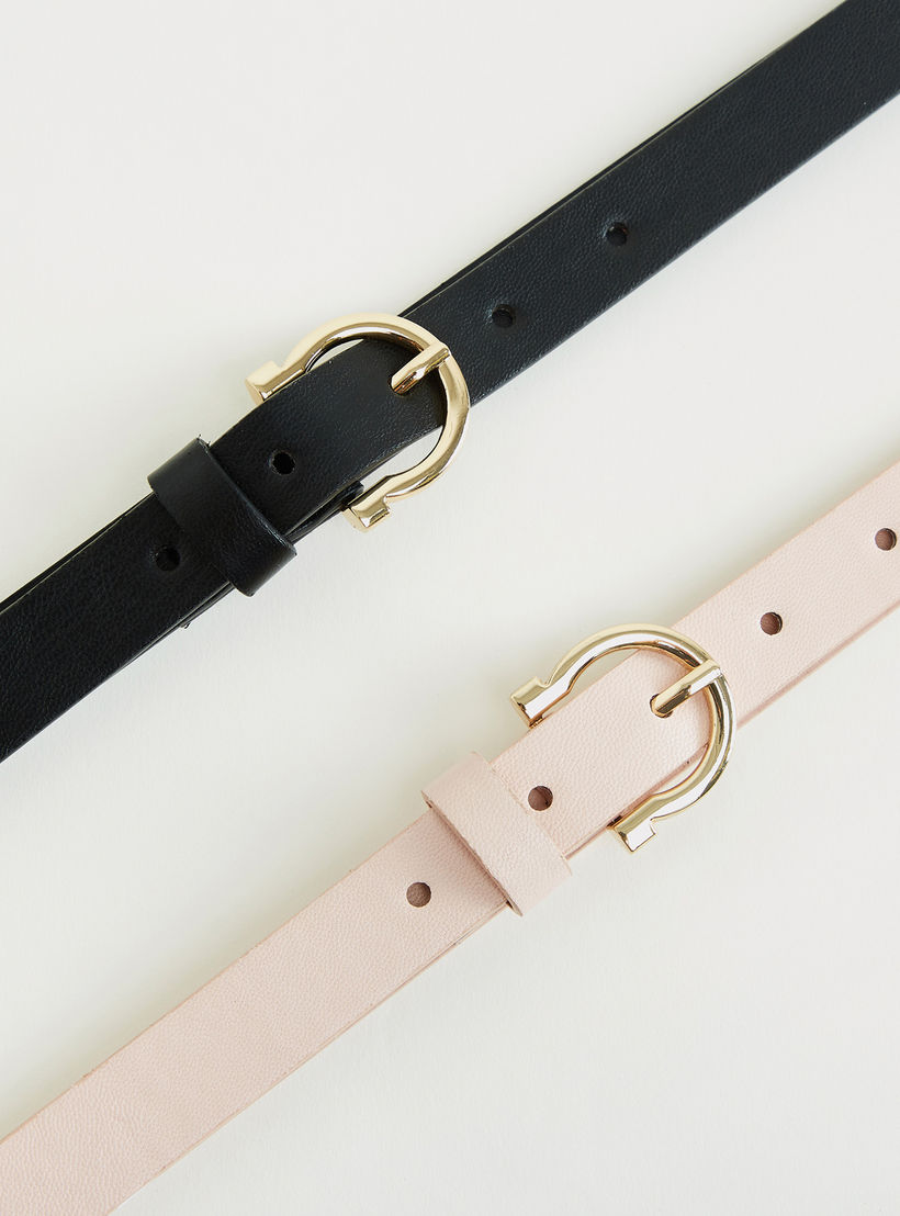 حزام بارز الملمس بإبزيم بدبوس - طقم من قطعتين-women-clothingaccessories-belts-image-3