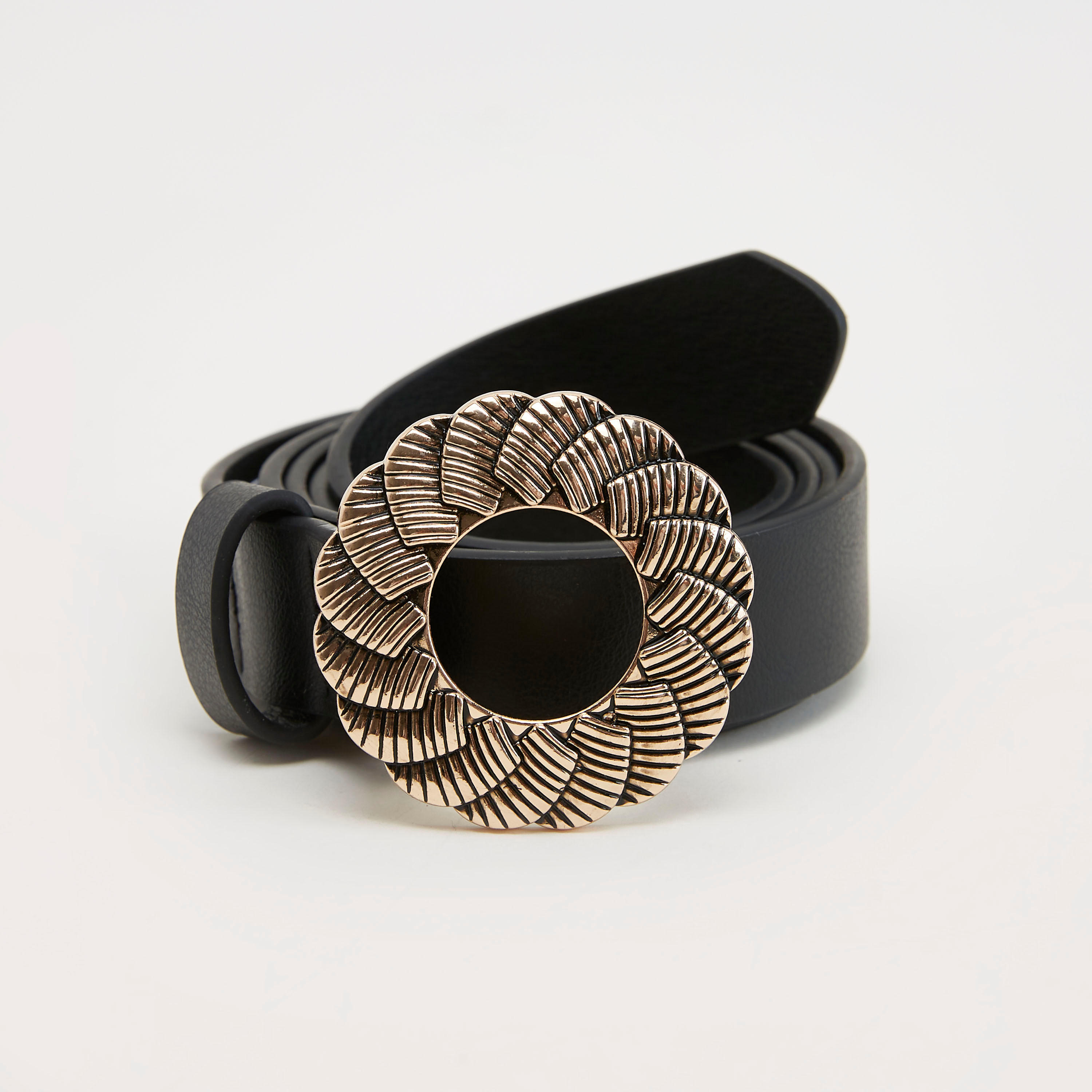 Solid Belt with Textured Circular Pin Buckle-women-clothingaccessories-belts-image-1
