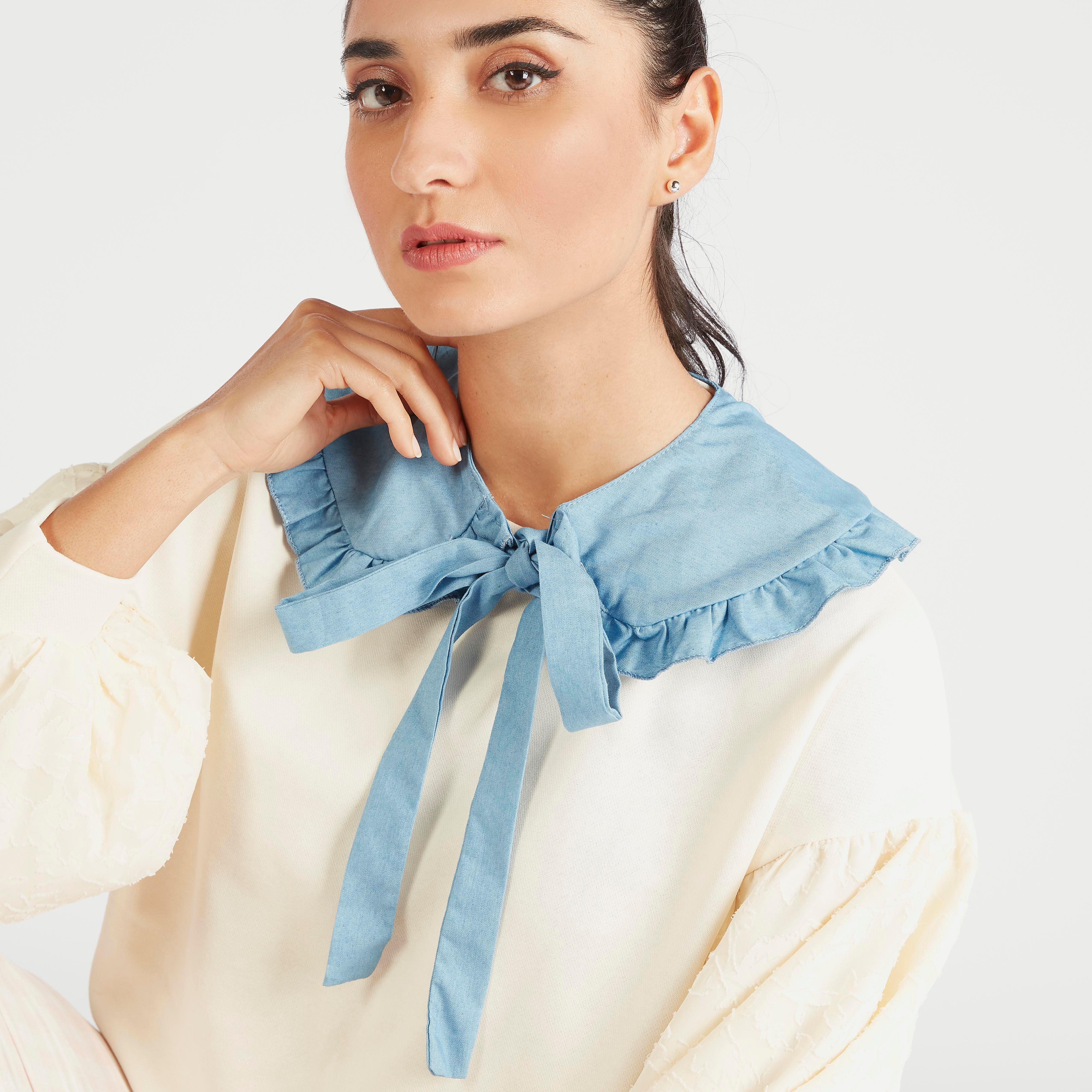 Solid Mock Neck Scarf with Tie Up and Ruffle Detail-women-clothingaccessories-scarves-image-2