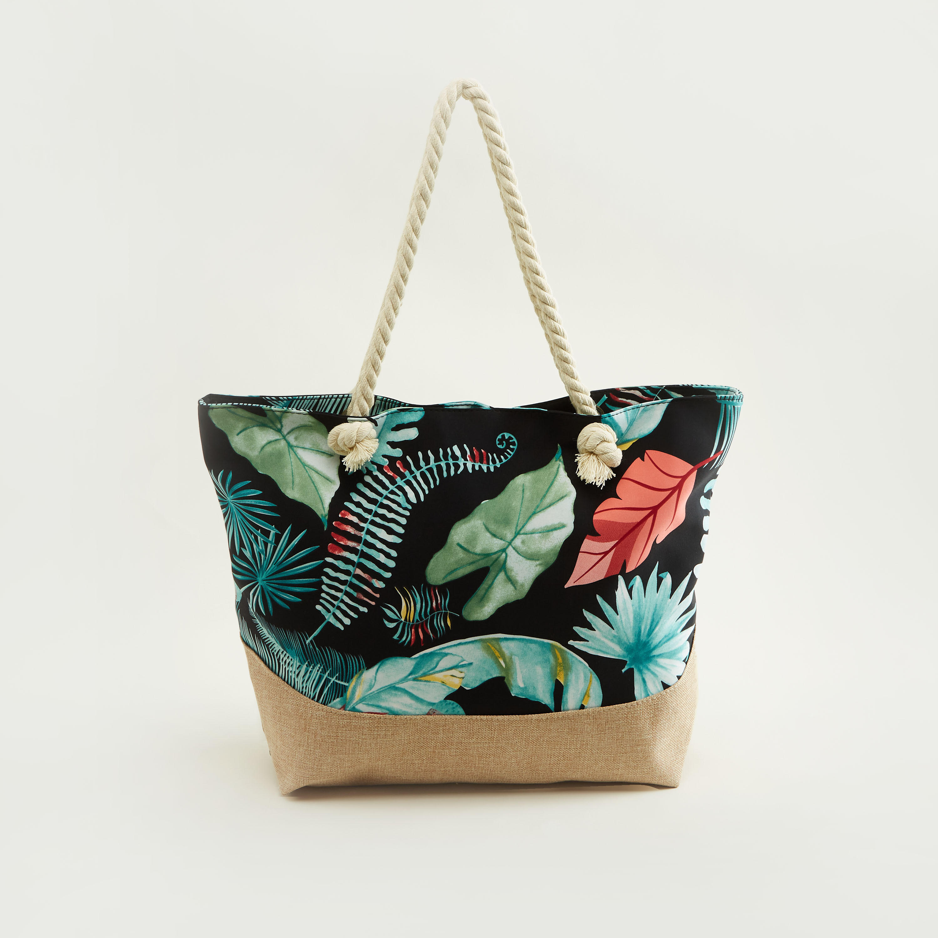 Tropical Print Shoulder Bag with Zipper Closure-women-bagsandwallets-handbags-image-1