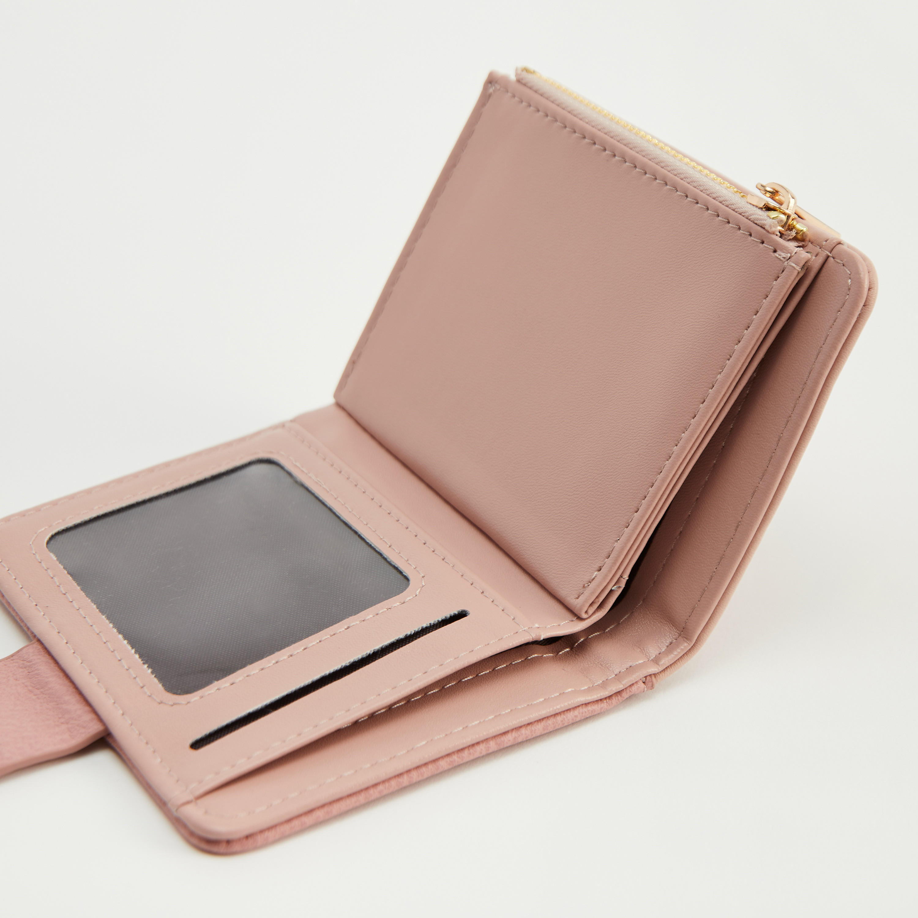 Solid Bi-Fold Purse with Zipper Pocket-women-bagsandwallets-wallets-image-2