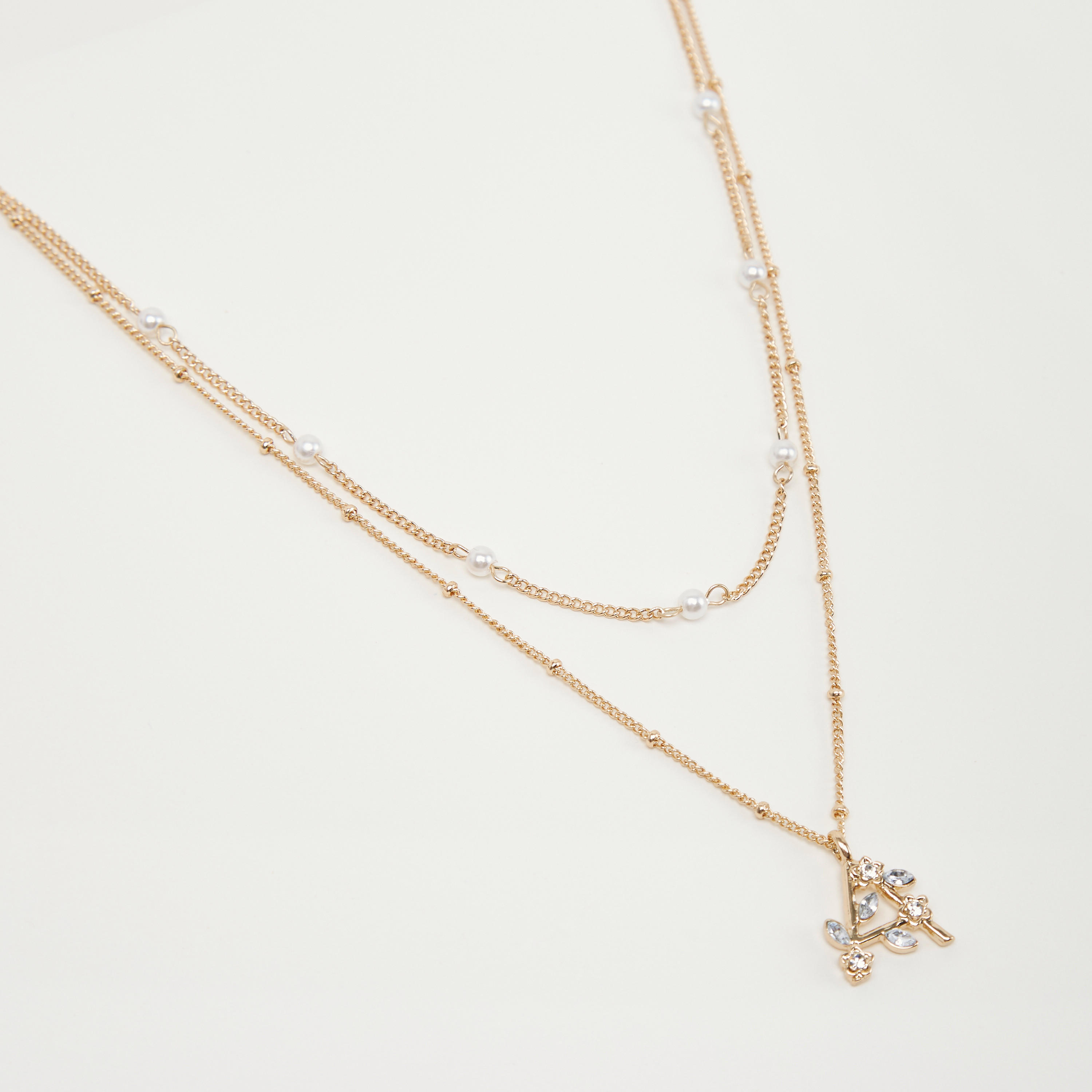 Alphabet A Embellished Pendant and Layered Necklace-women-watchesandjewellery-jewellery-necklacesandpendants-image-1
