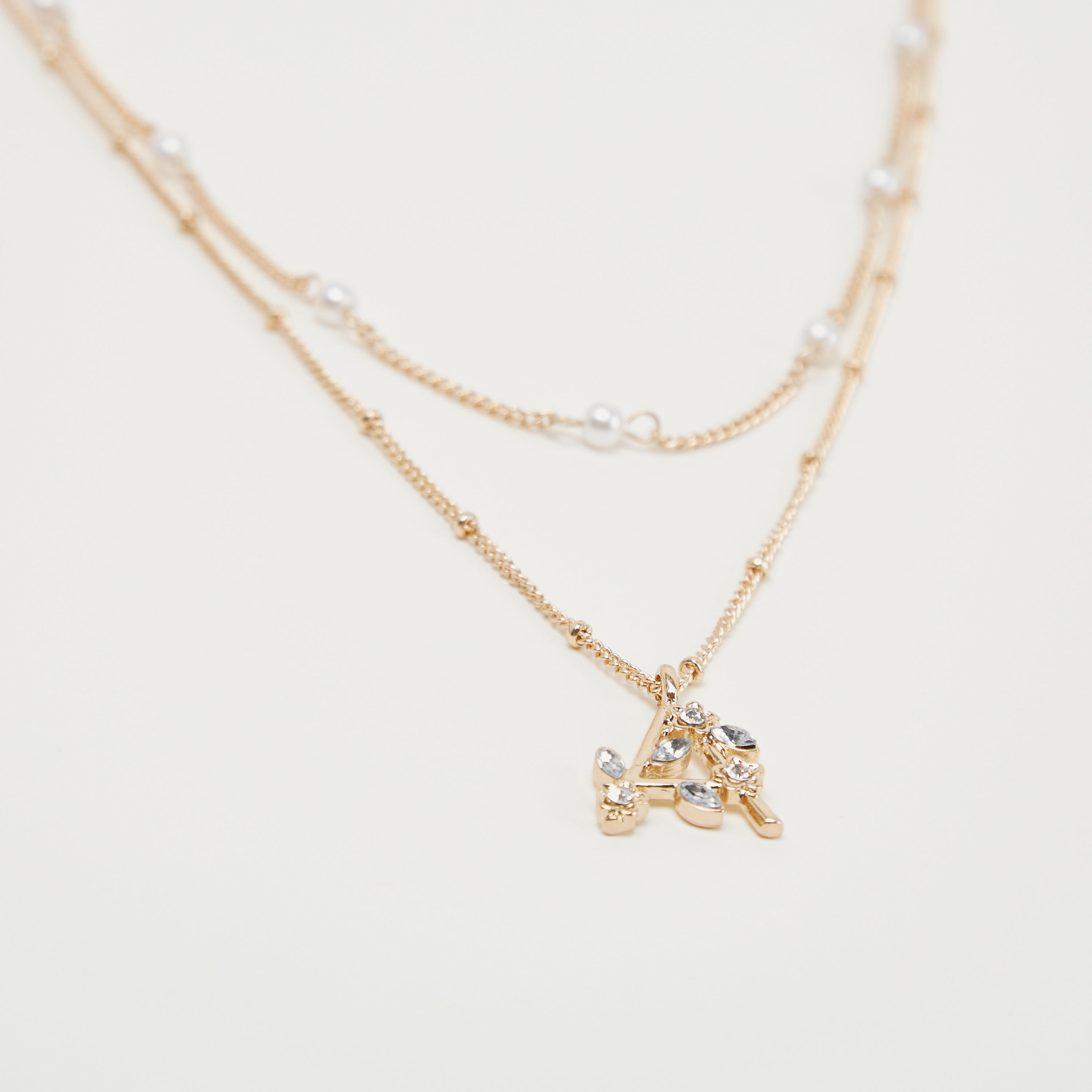 Alphabet A Embellished Pendant and Layered Necklace-women-watchesandjewellery-jewellery-necklacesandpendants-image-2