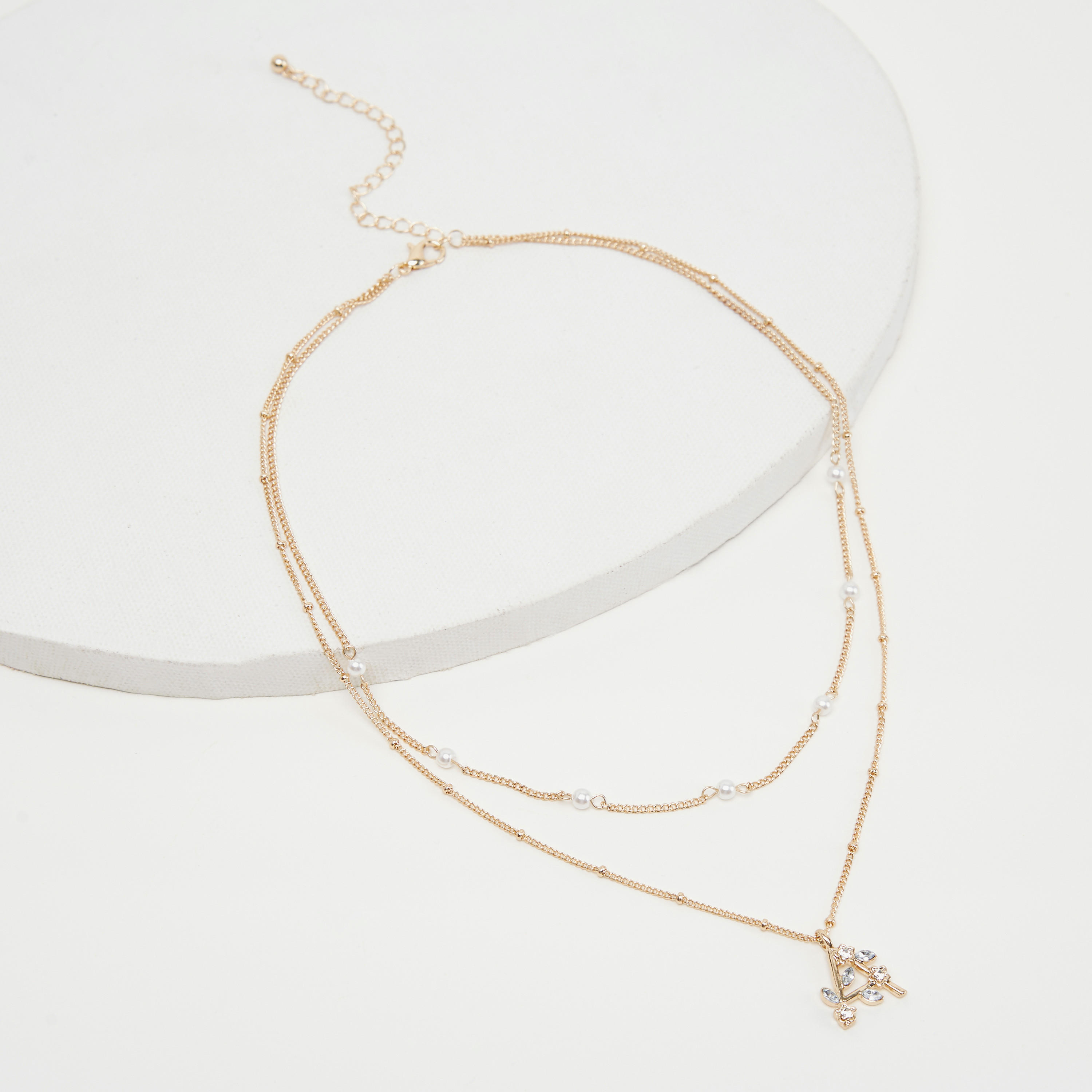 Alphabet A Embellished Pendant and Layered Necklace-women-watchesandjewellery-jewellery-necklacesandpendants-image-4