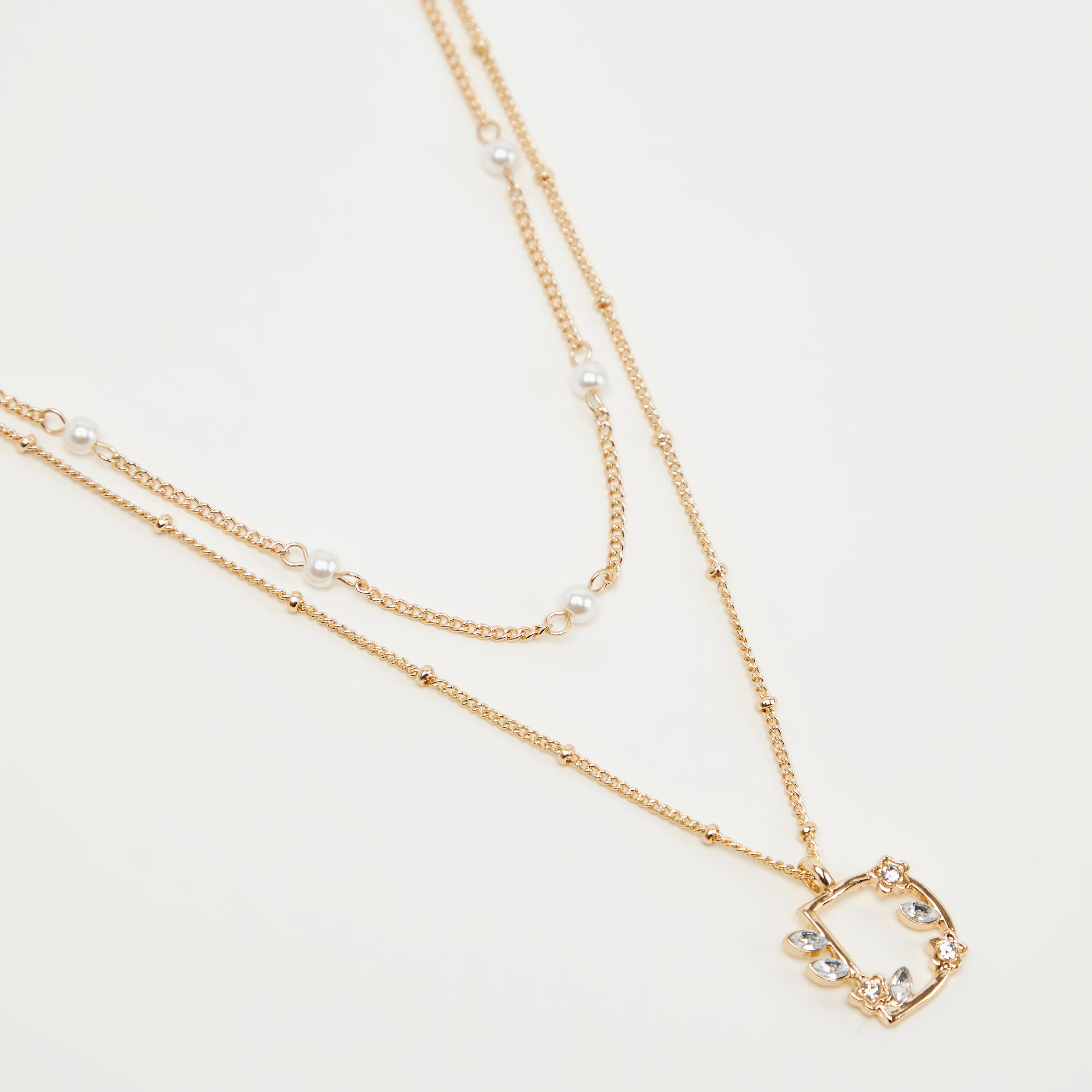 عقد بدلّاية حرف وتصيعات حجارة بشكل زهرة-women-watchesandjewellery-jewellery-necklacesandpendants-image-1
