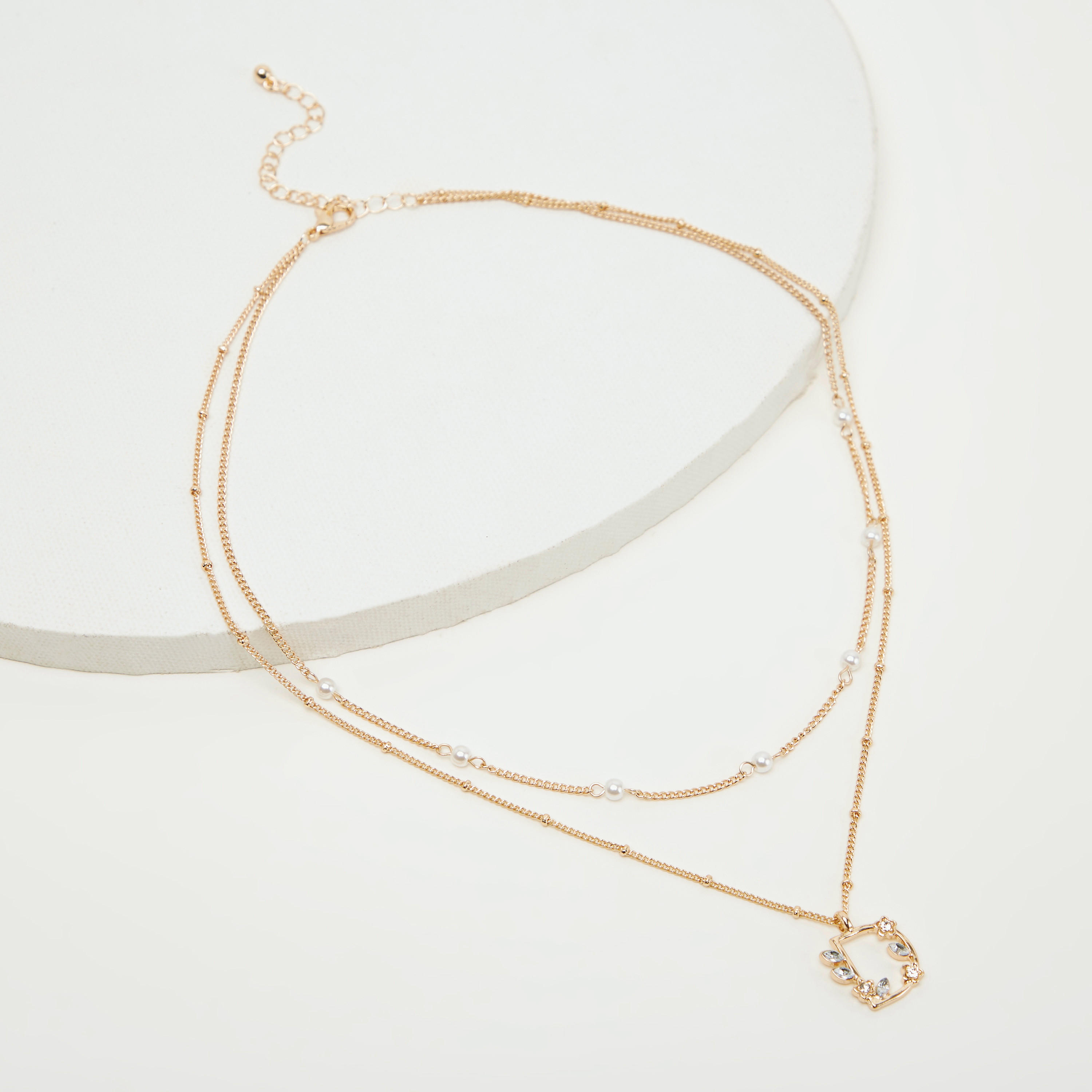 عقد بدلّاية حرف وتصيعات حجارة بشكل زهرة-women-watchesandjewellery-jewellery-necklacesandpendants-image-4