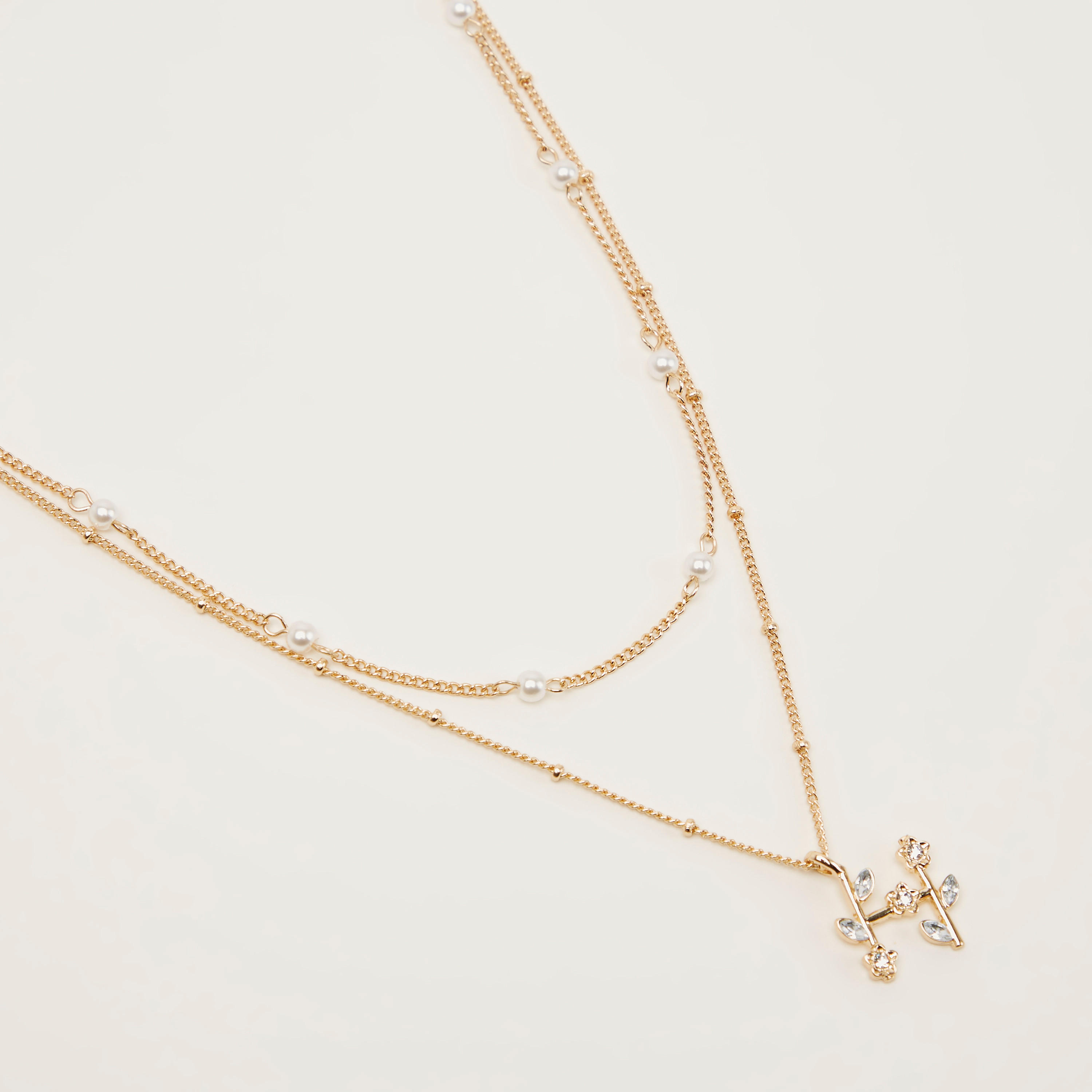 قلادة متعددة الطبقات بدلاّية زهرية مرصعة بالحجارة-women-watchesandjewellery-jewellery-necklacesandpendants-image-1