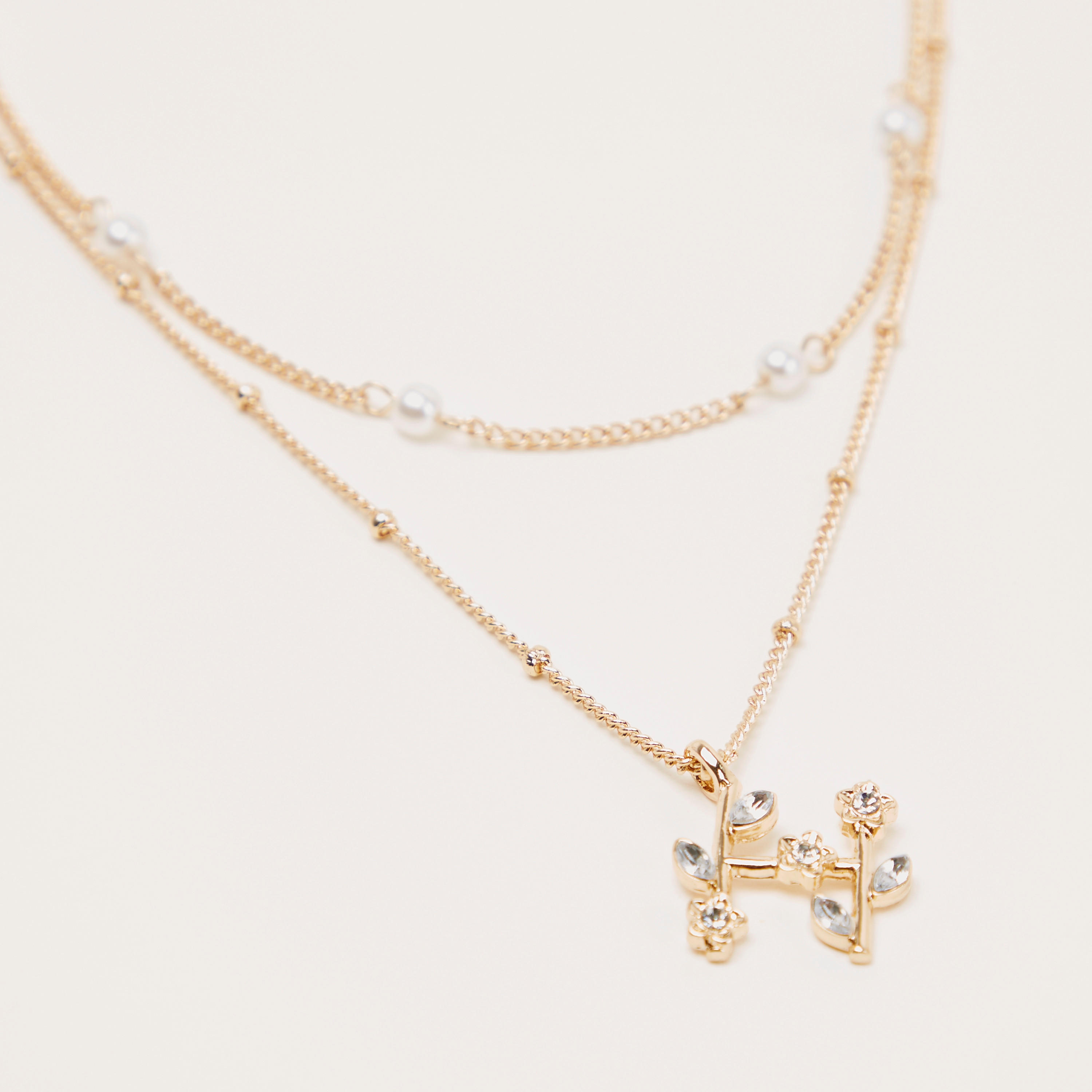 قلادة متعددة الطبقات بدلاّية زهرية مرصعة بالحجارة-women-watchesandjewellery-jewellery-necklacesandpendants-image-2