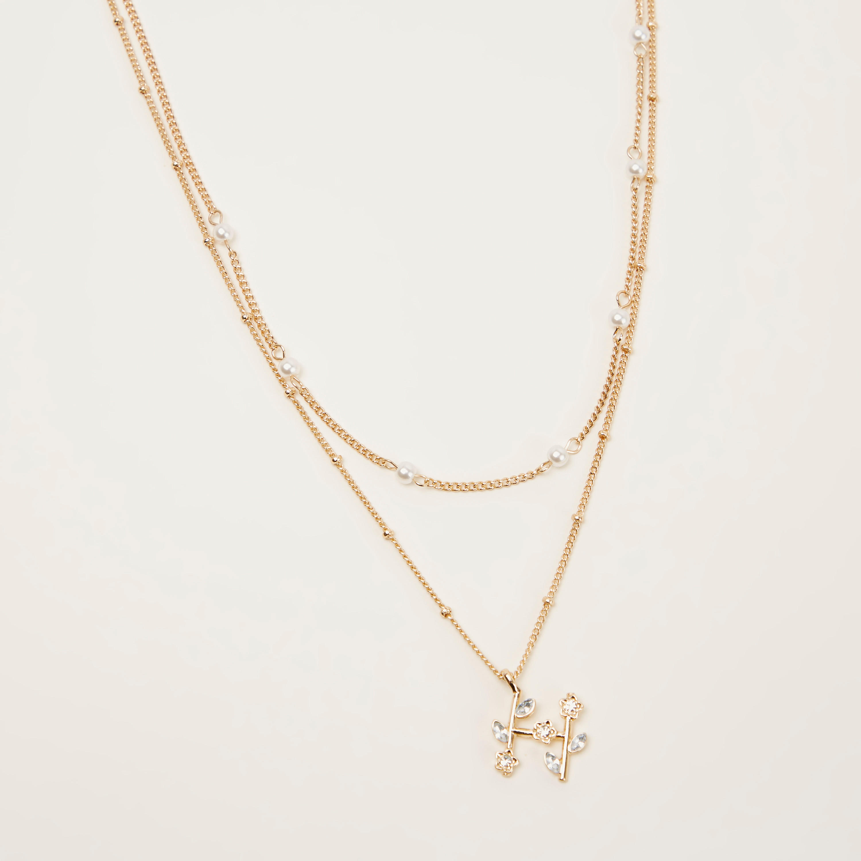 قلادة متعددة الطبقات بدلاّية زهرية مرصعة بالحجارة-women-watchesandjewellery-jewellery-necklacesandpendants-image-3