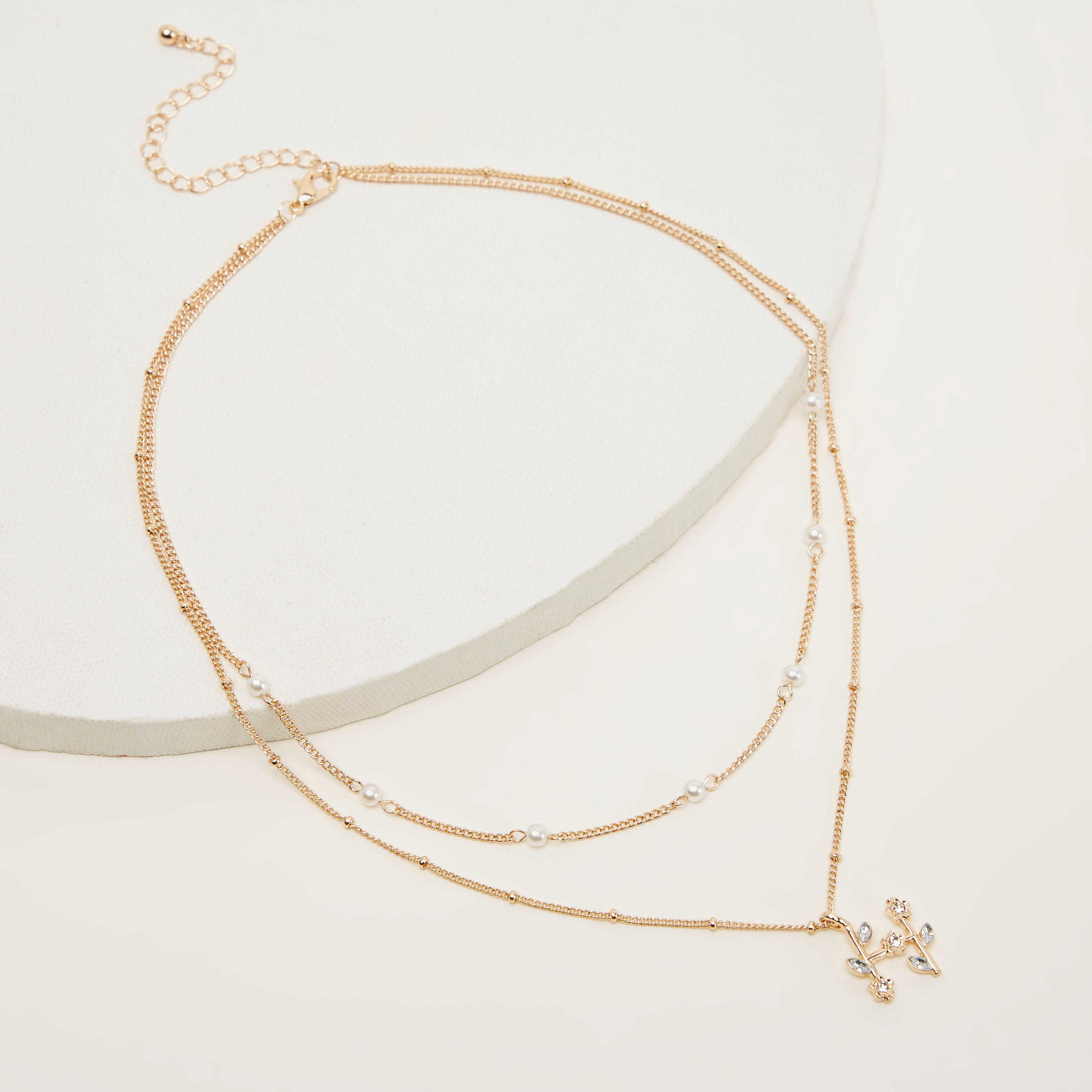 قلادة متعددة الطبقات بدلاّية زهرية مرصعة بالحجارة-women-watchesandjewellery-jewellery-necklacesandpendants-image-4