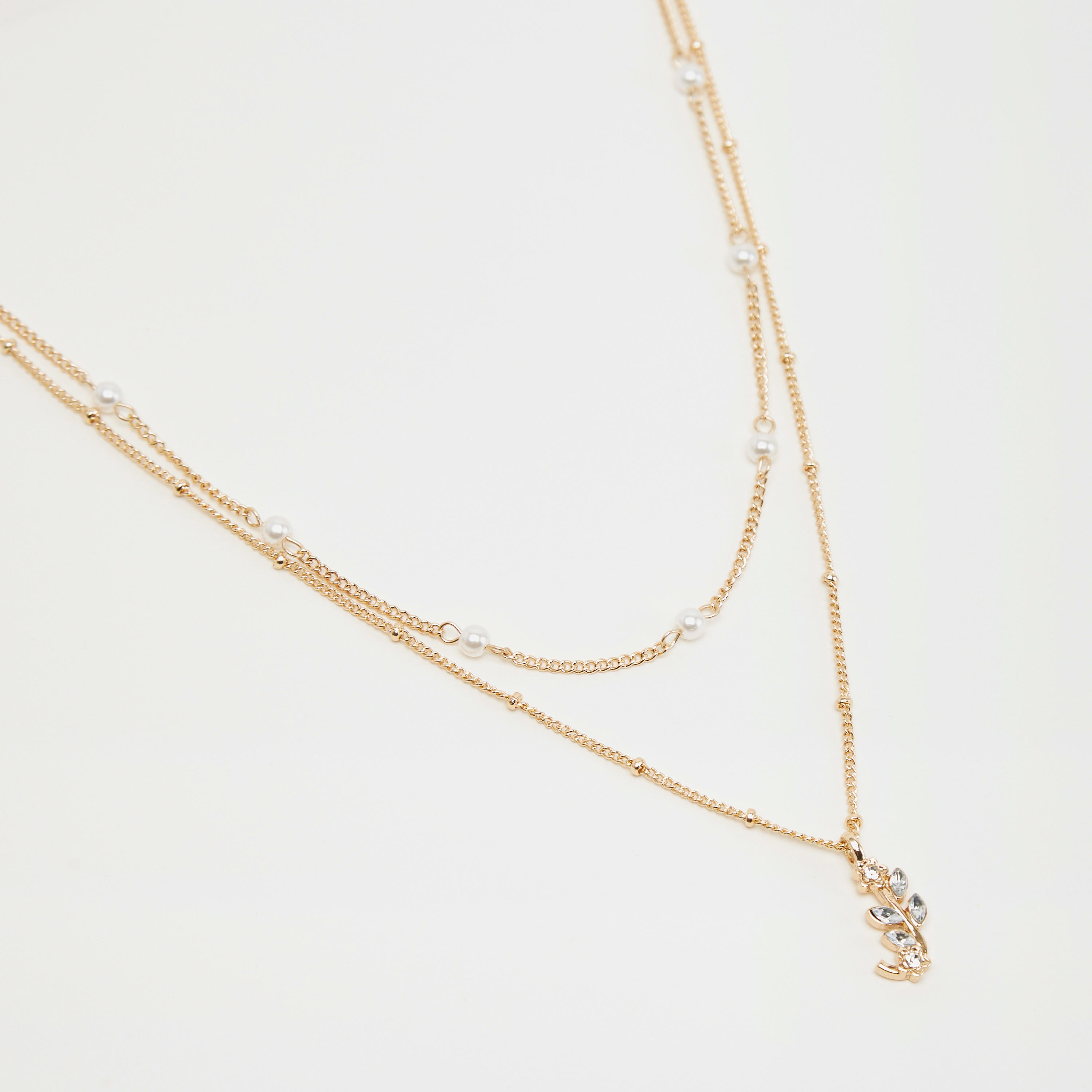 قلادة متعددة الطبقات بدلاّية زهرية مرصعة بالحجارة-women-watchesandjewellery-jewellery-necklacesandpendants-image-1