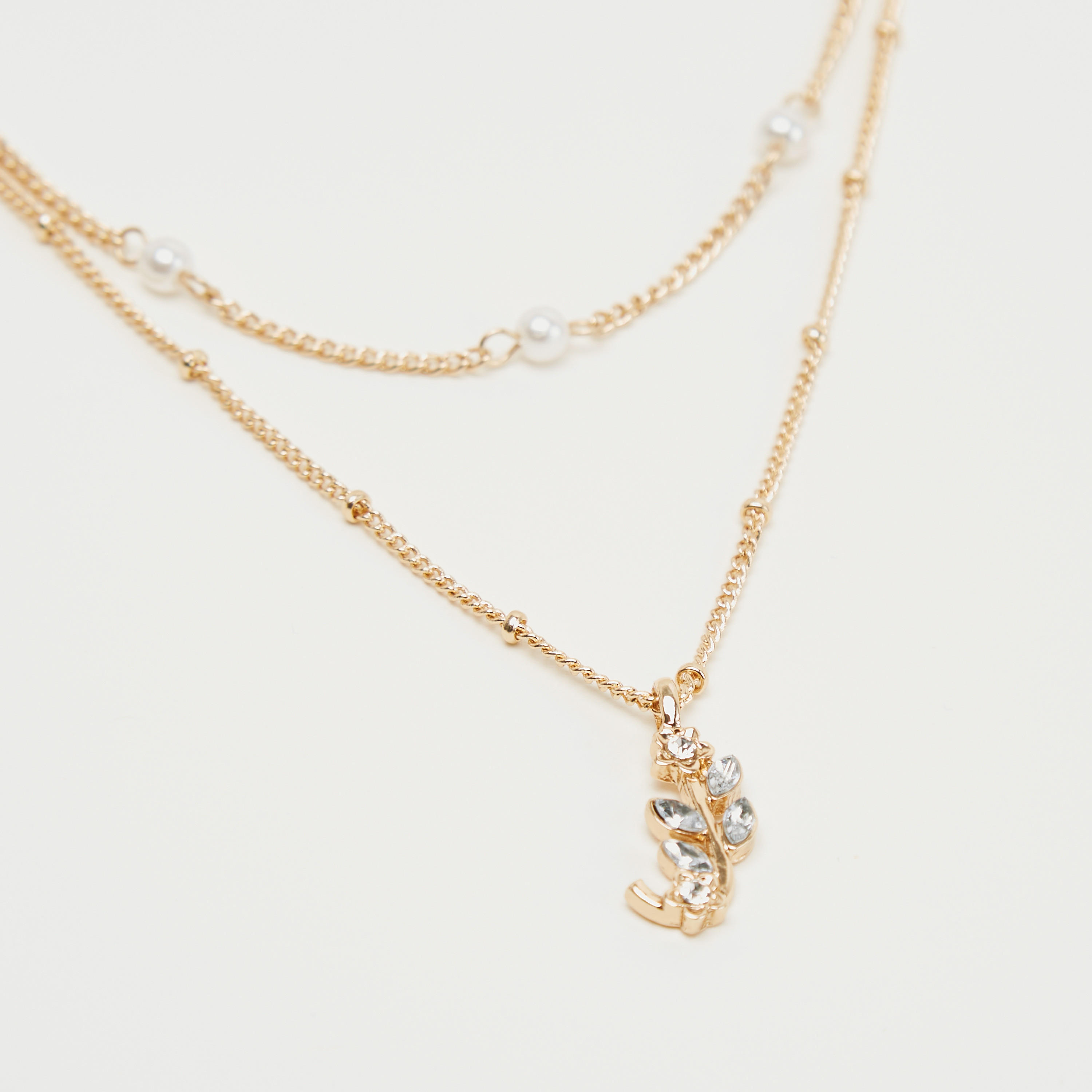 قلادة متعددة الطبقات بدلاّية زهرية مرصعة بالحجارة-women-watchesandjewellery-jewellery-necklacesandpendants-image-2