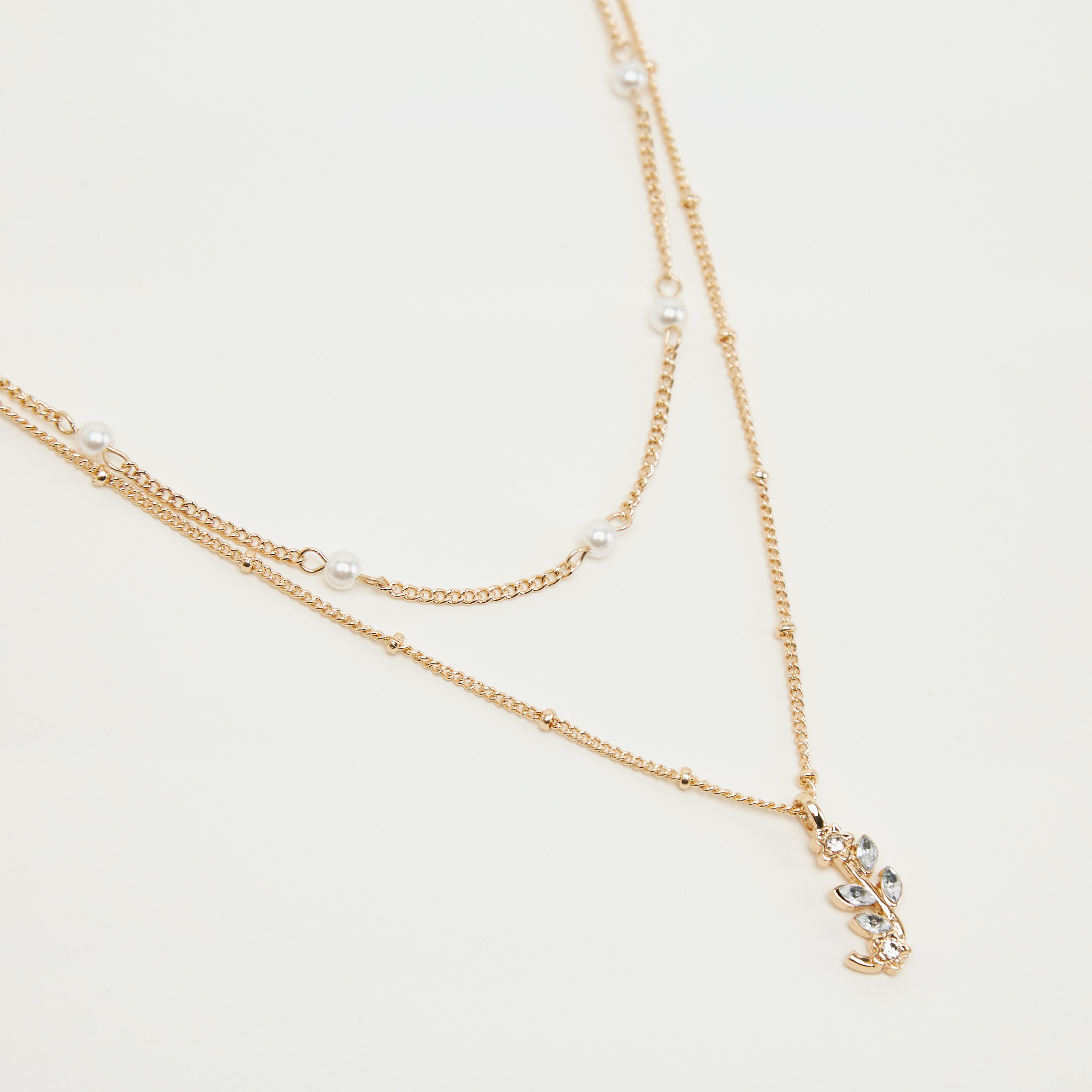 قلادة متعددة الطبقات بدلاّية زهرية مرصعة بالحجارة-women-watchesandjewellery-jewellery-necklacesandpendants-image-3