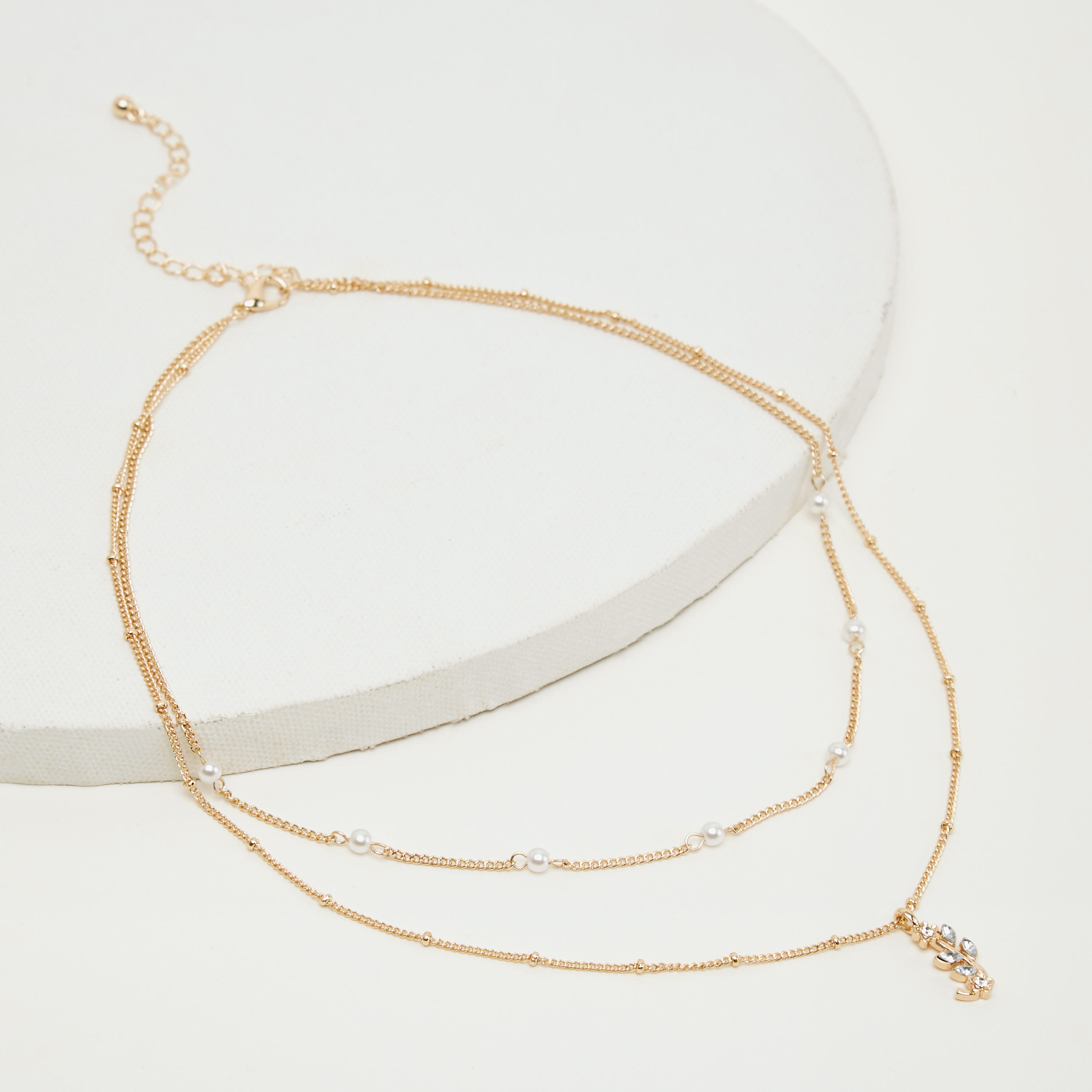 قلادة متعددة الطبقات بدلاّية زهرية مرصعة بالحجارة-women-watchesandjewellery-jewellery-necklacesandpendants-image-4
