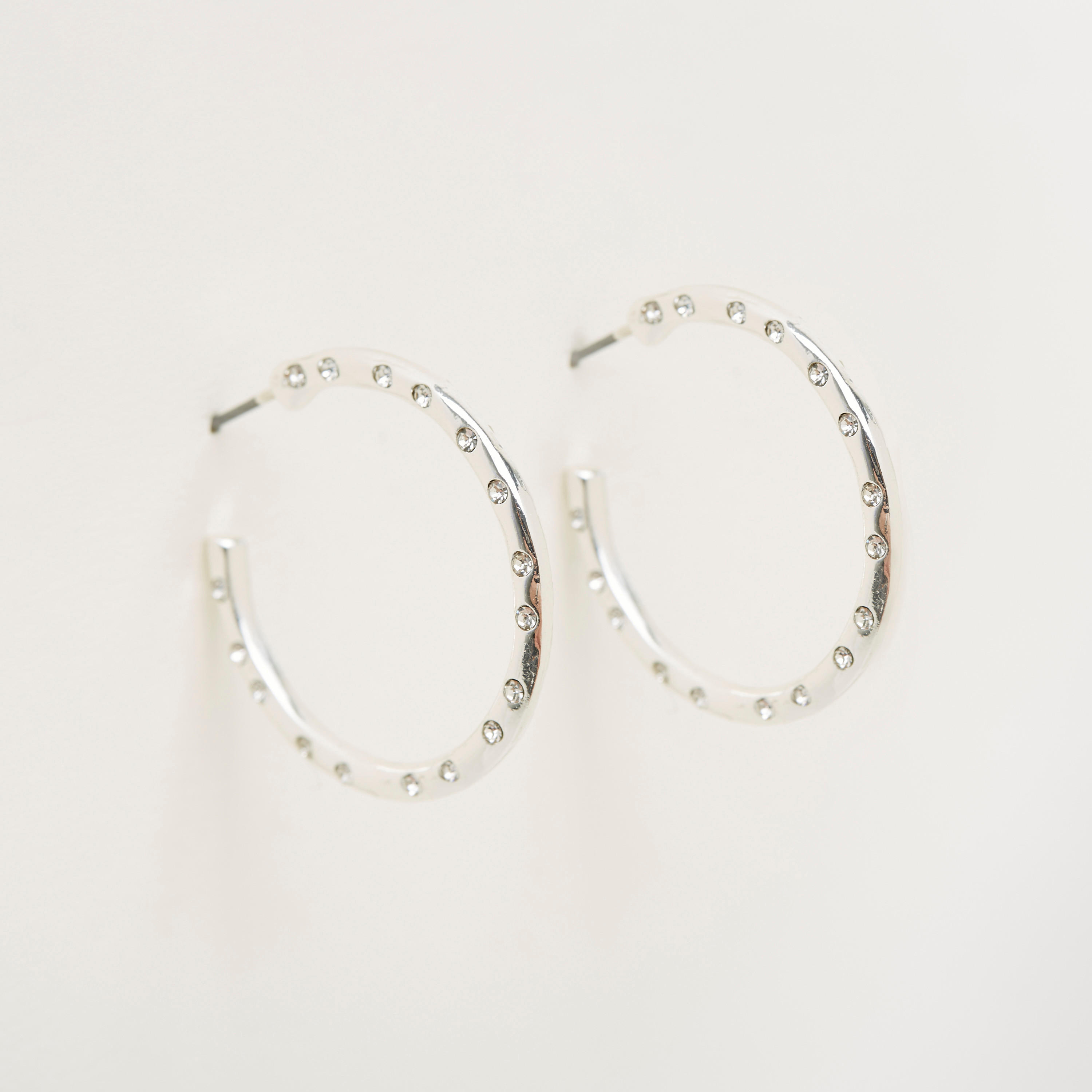 Stone-Studded Metal Hoop Earrings-women-watchesandjewellery-jewellery-earrings-image-1