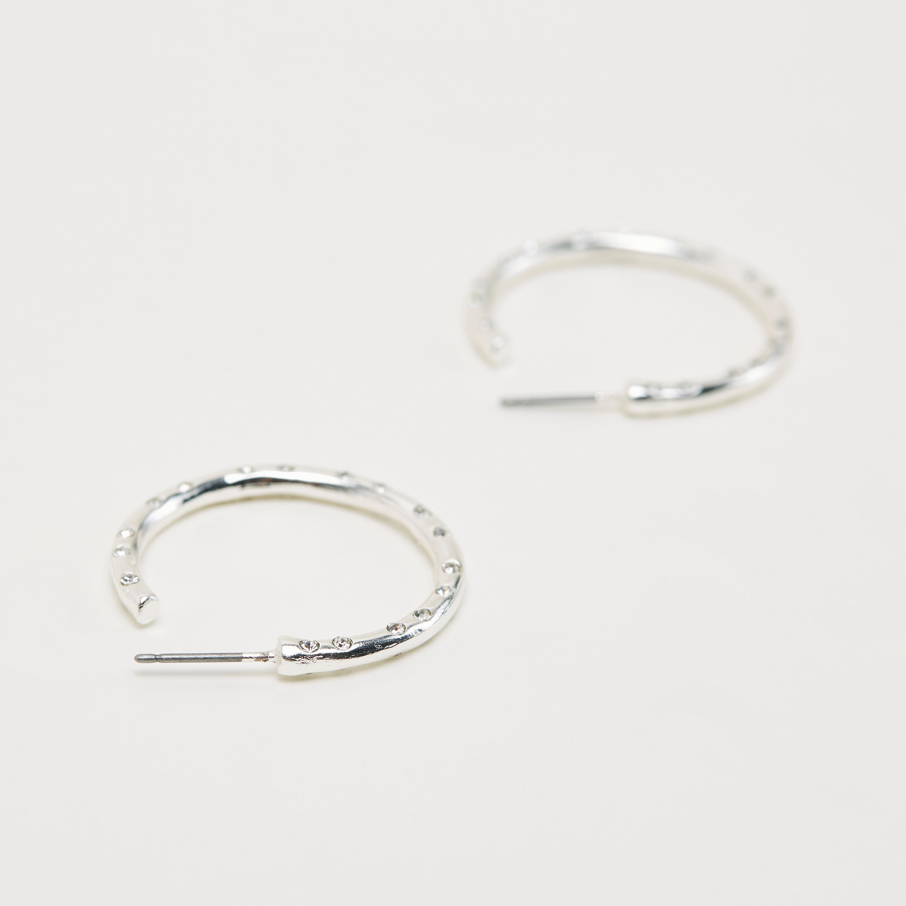 Stone-Studded Metal Hoop Earrings-women-watchesandjewellery-jewellery-earrings-image-4