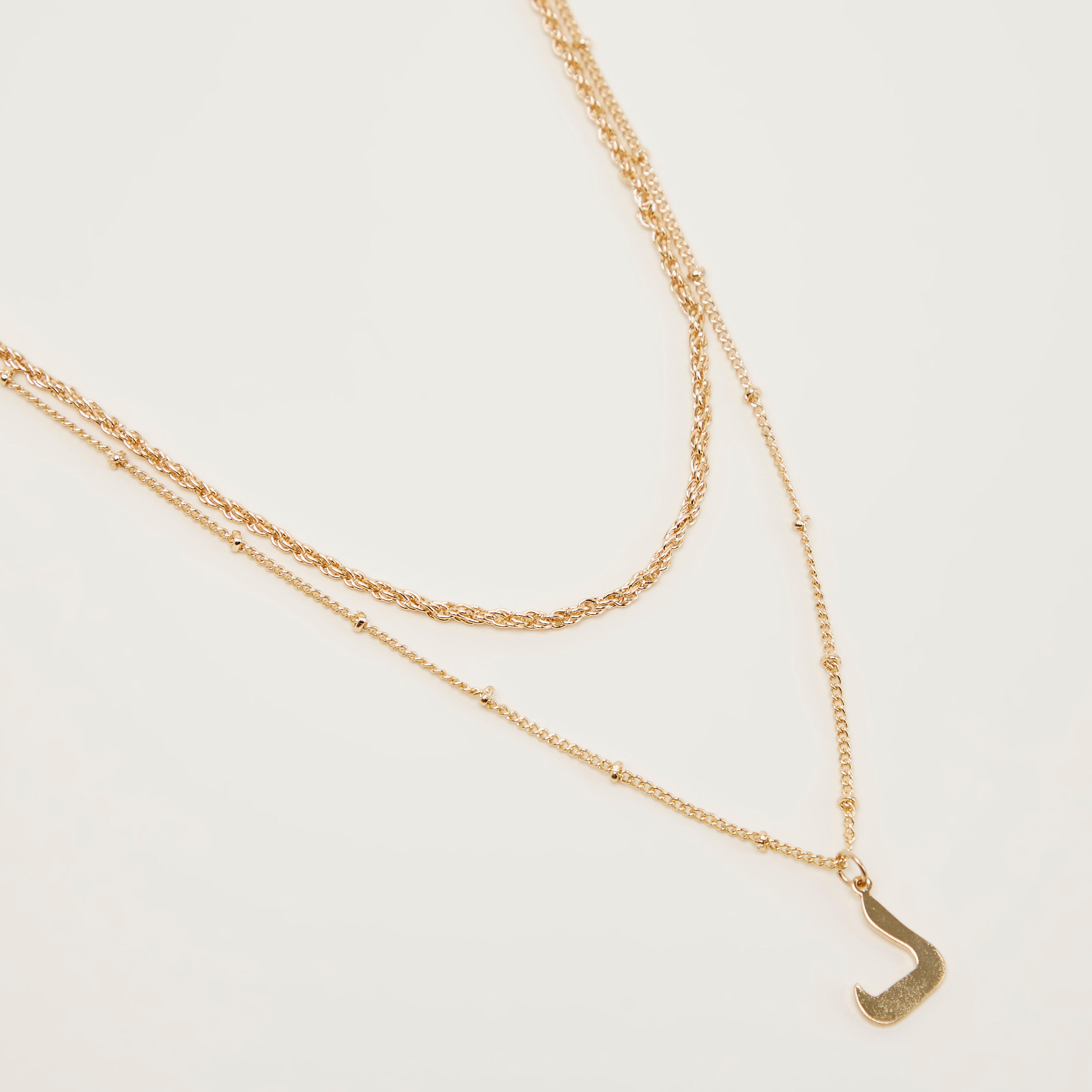 قلادة مزدوجة بدلّاية بتصميم عربي كاليجرافي-women-watchesandjewellery-jewellery-necklacesandpendants-image-1