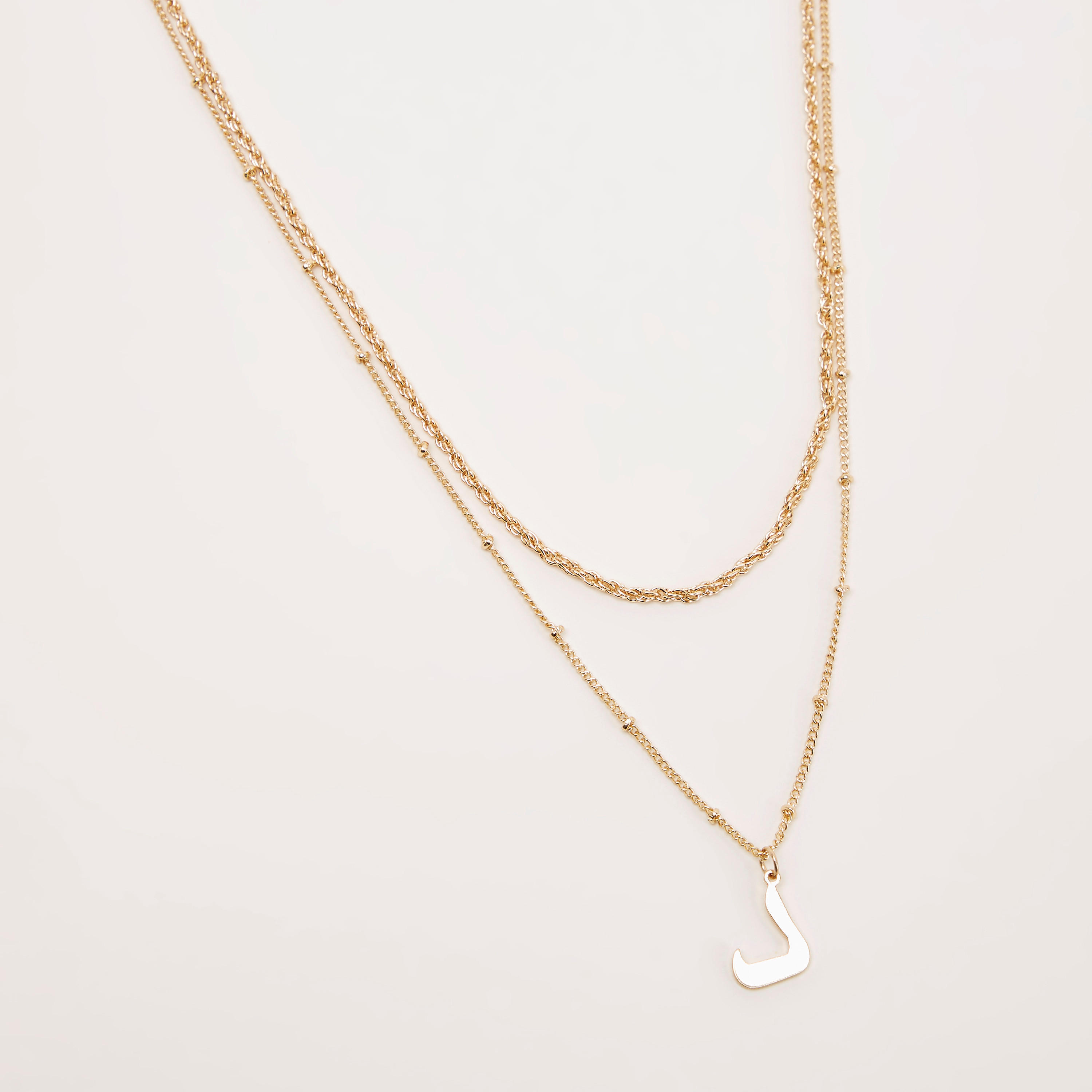 قلادة مزدوجة بدلّاية بتصميم عربي كاليجرافي-women-watchesandjewellery-jewellery-necklacesandpendants-image-3