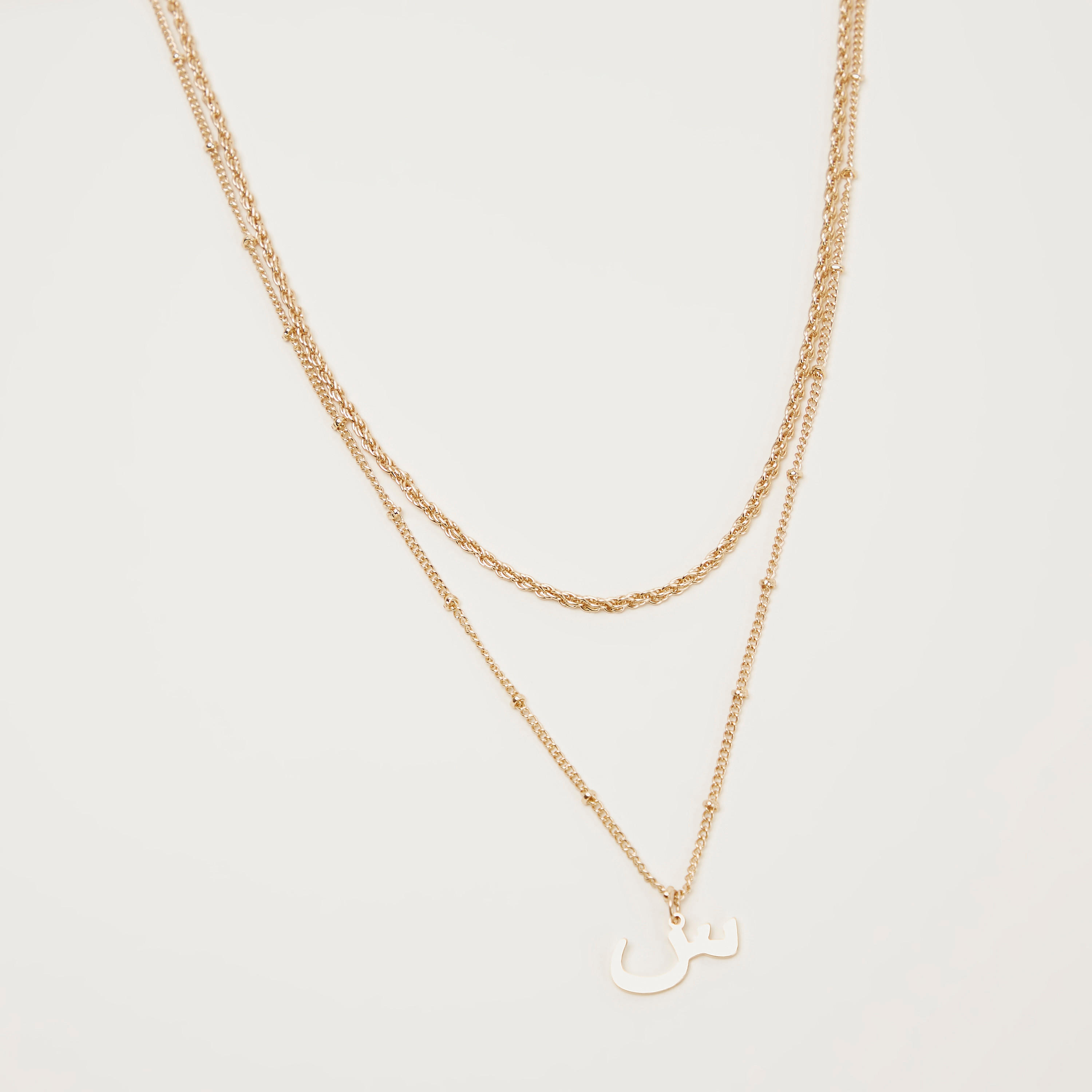 قلادة مزدوجة بدلّاية بتصميم عربي كاليجرافي-women-watchesandjewellery-jewellery-necklacesandpendants-image-2