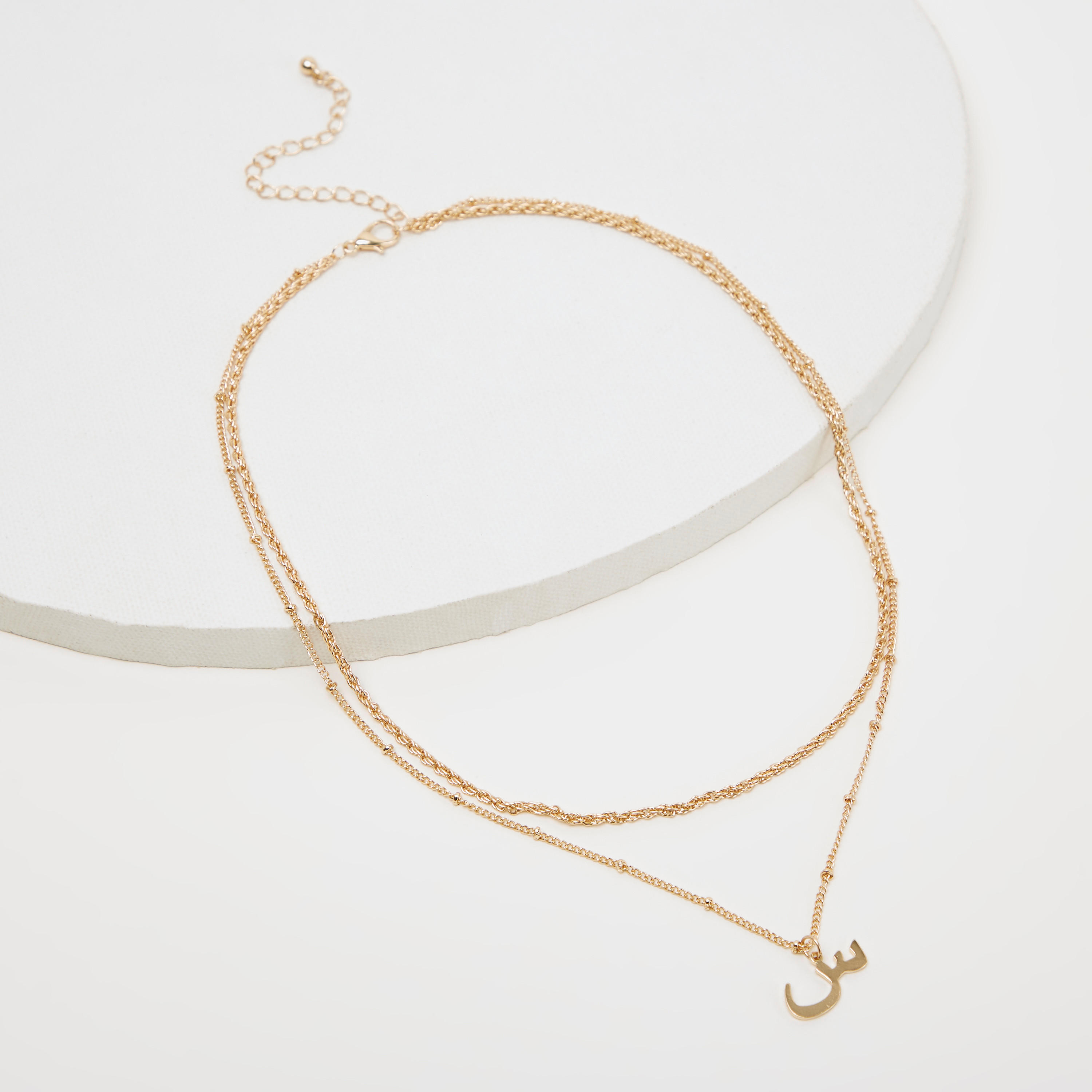 قلادة مزدوجة بدلّاية بتصميم عربي كاليجرافي-women-watchesandjewellery-jewellery-necklacesandpendants-image-1