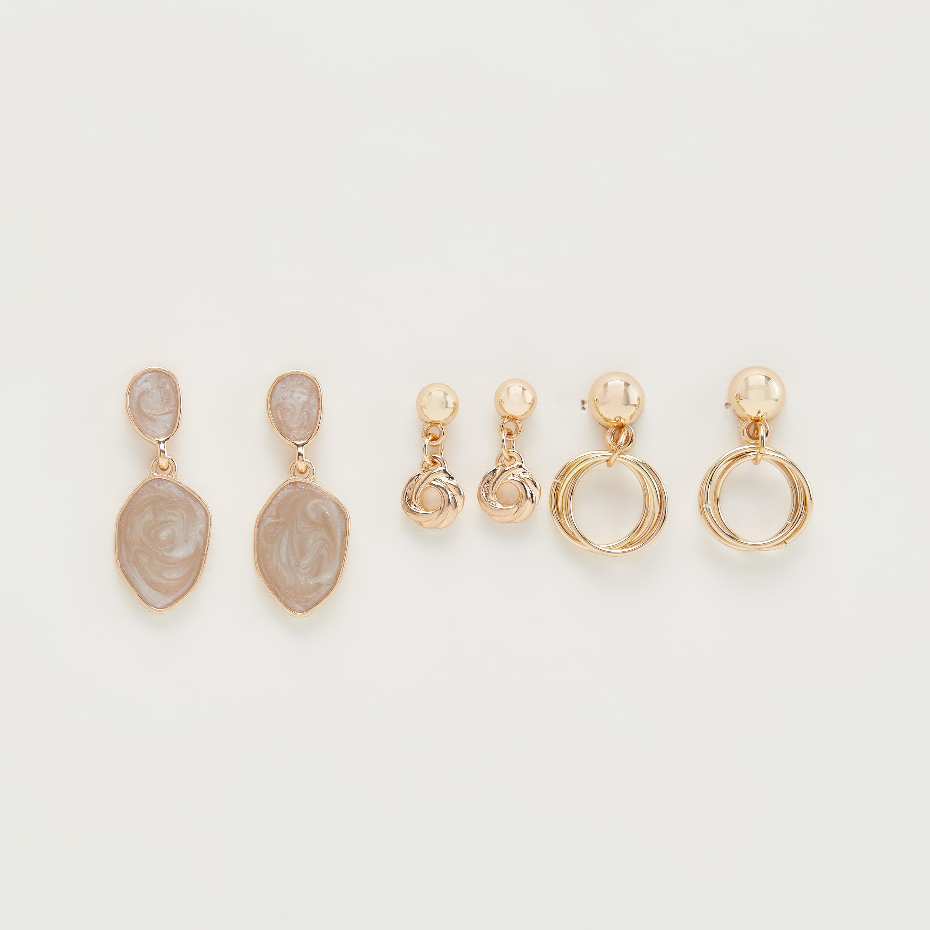 أقراط متدلية مزيّنة بمكبس إغلاق - طقم من 3 أزواج-women-watchesandjewellery-jewellery-earrings-image-1