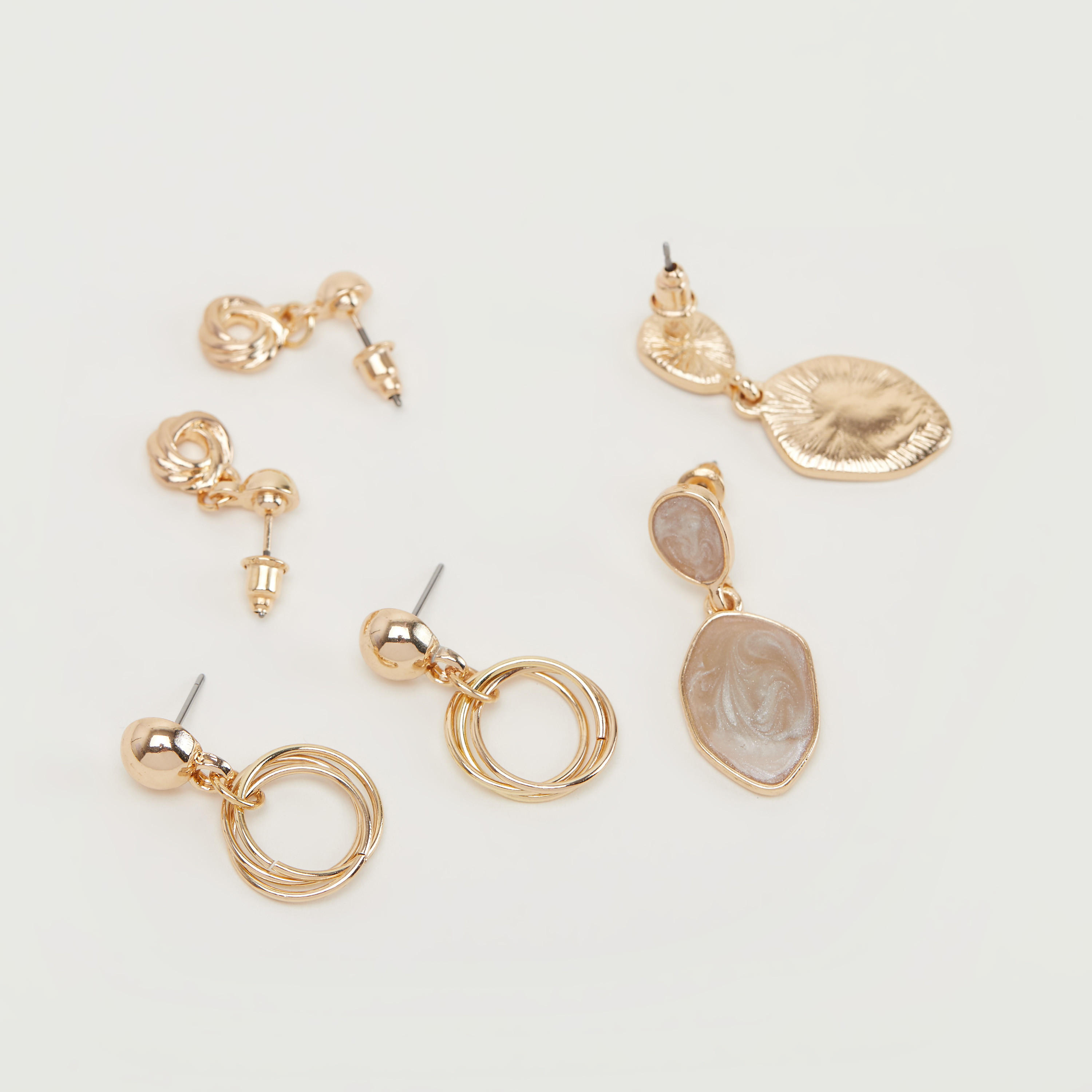 أقراط متدلية مزيّنة بمكبس إغلاق - طقم من 3 أزواج-women-watchesandjewellery-jewellery-earrings-image-3