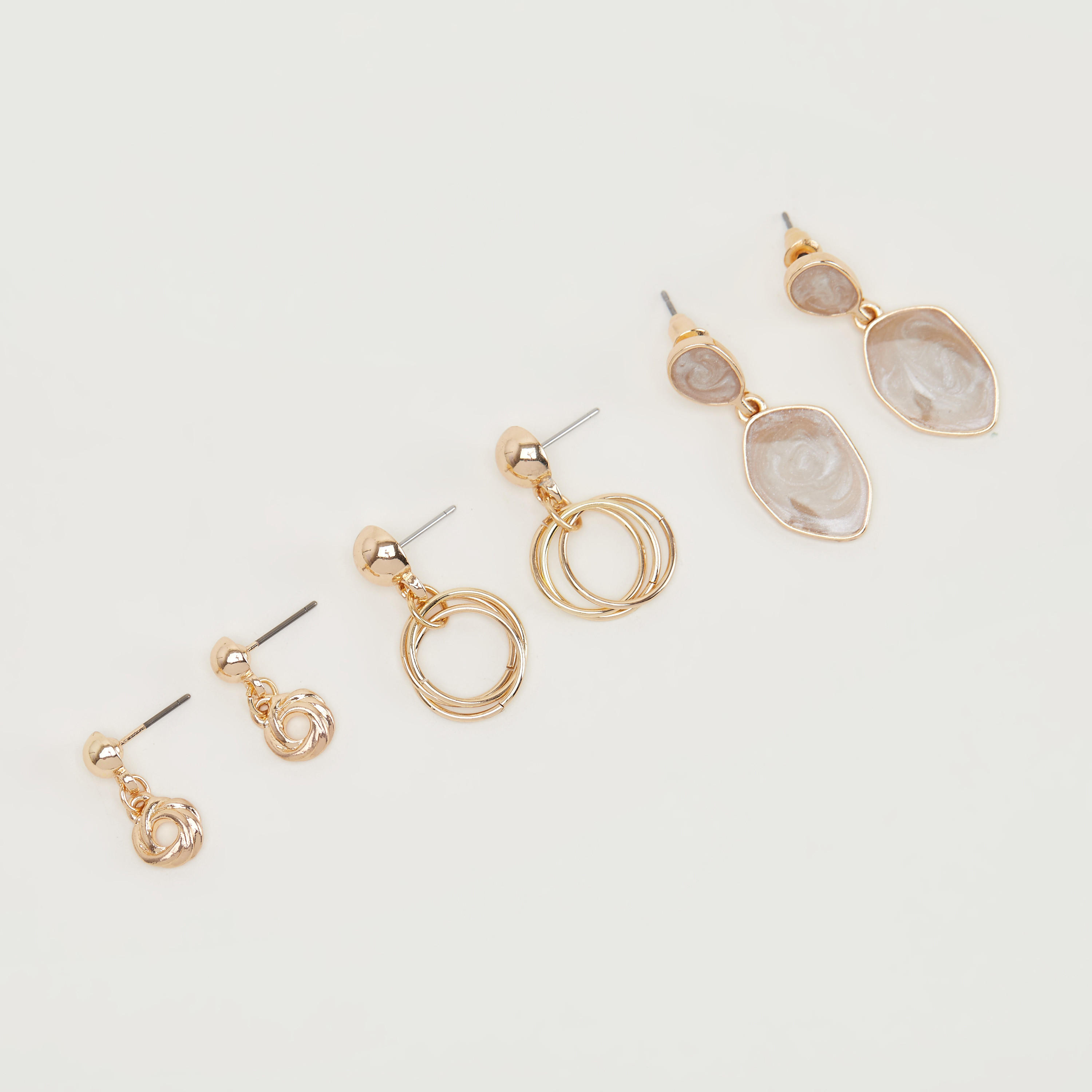 أقراط متدلية مزيّنة بمكبس إغلاق - طقم من 3 أزواج-women-watchesandjewellery-jewellery-earrings-image-5