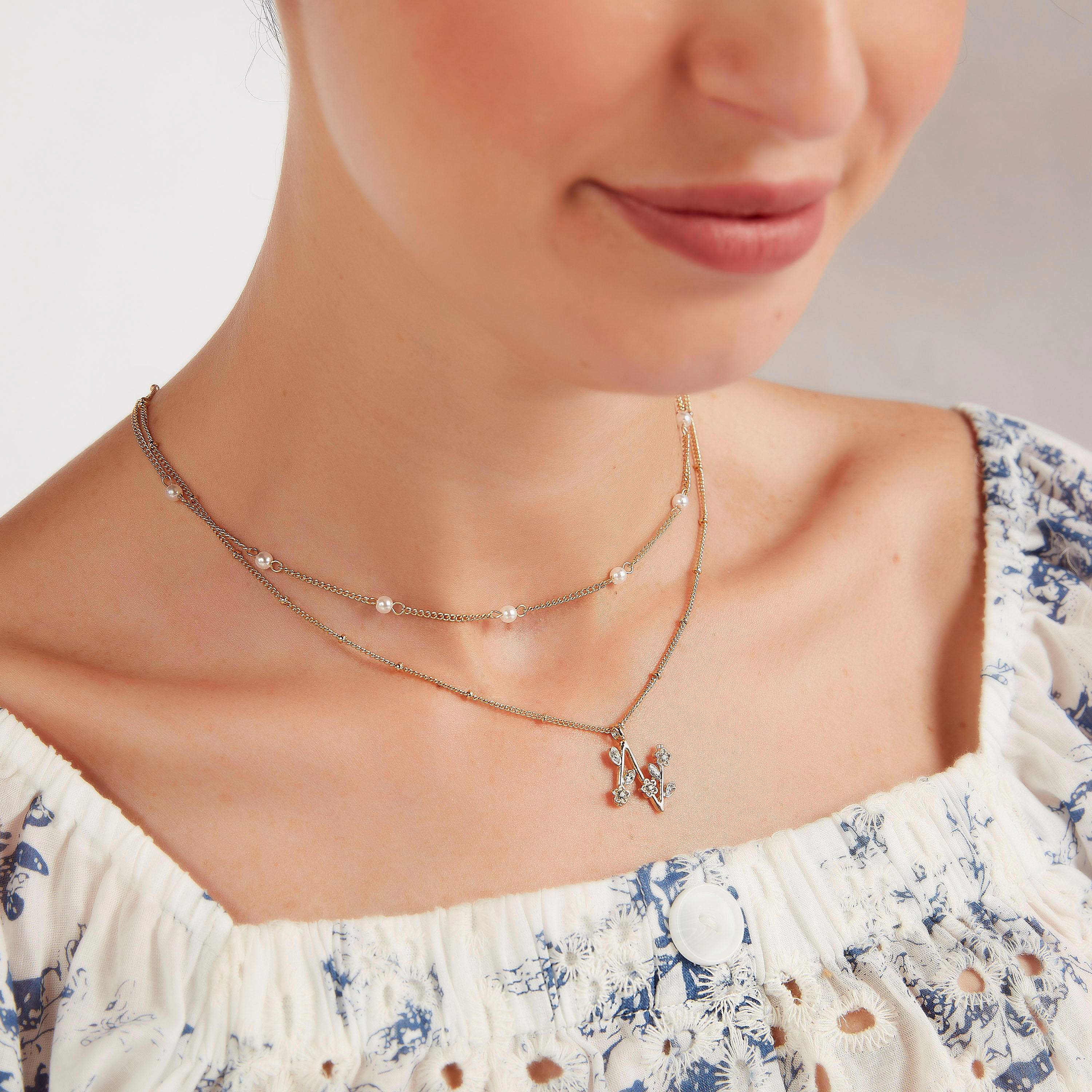Multi-Layered Pendant Chain Necklace with Lobster Clasp Closure-women-watchesandjewellery-jewellery-necklacesandpendants-image-2