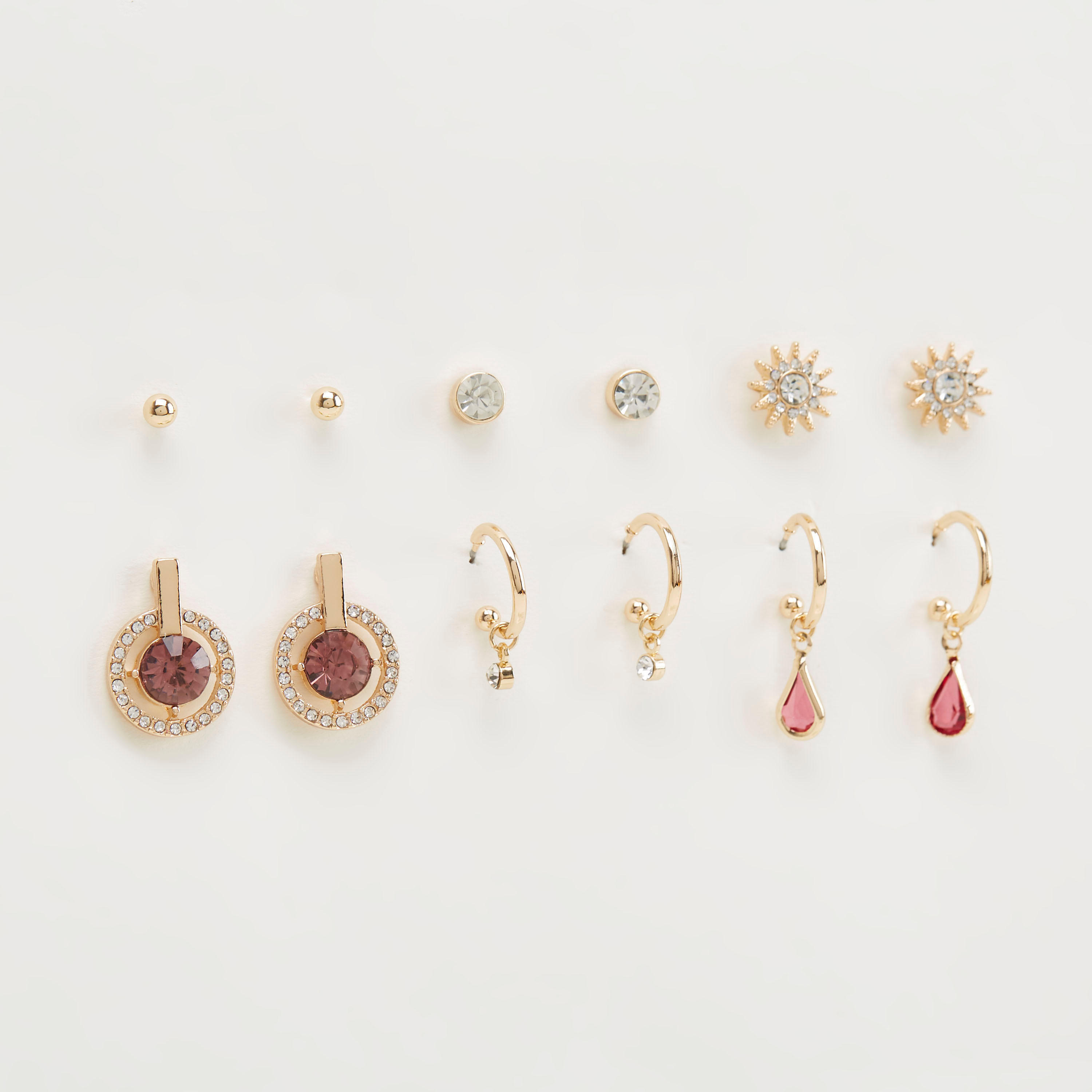 Set of 6 - Assorted Stud Earrings with Push Back Closure-women-watchesandjewellery-jewellery-earrings-image-1