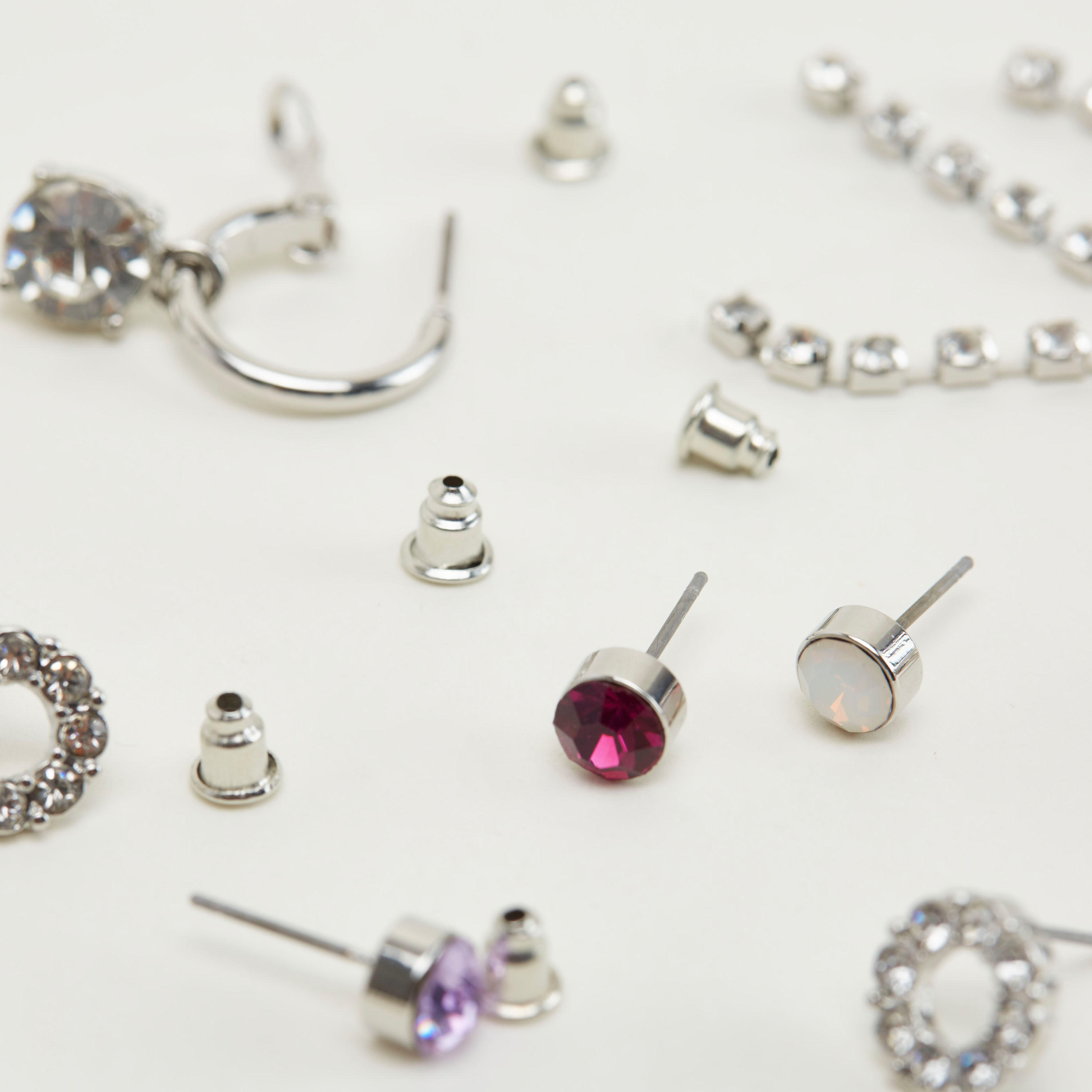 حلقان بتزيينات متنوّعة ومكبس إغلاق خلفي - طقم من 6-women-watchesandjewellery-jewellery-earrings-image-3