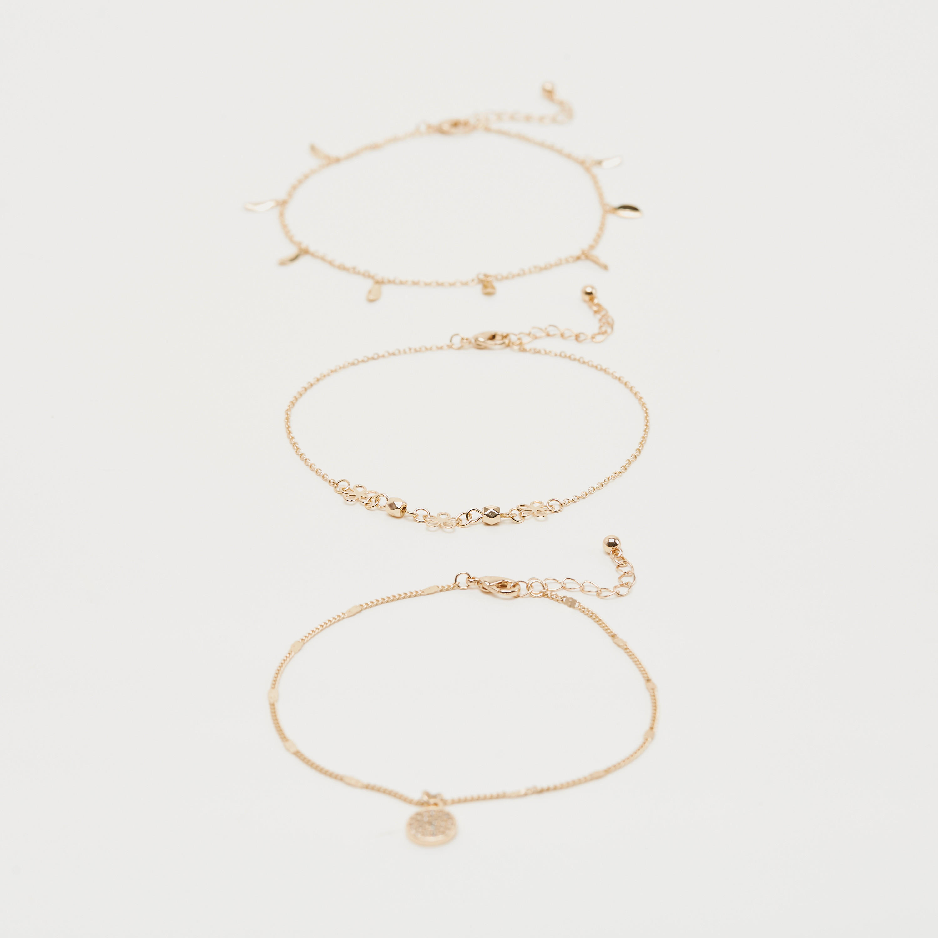 طقم خلاخيل مزيّنة - 3 قطع-women-watchesandjewellery-jewellery-anklets-image-4