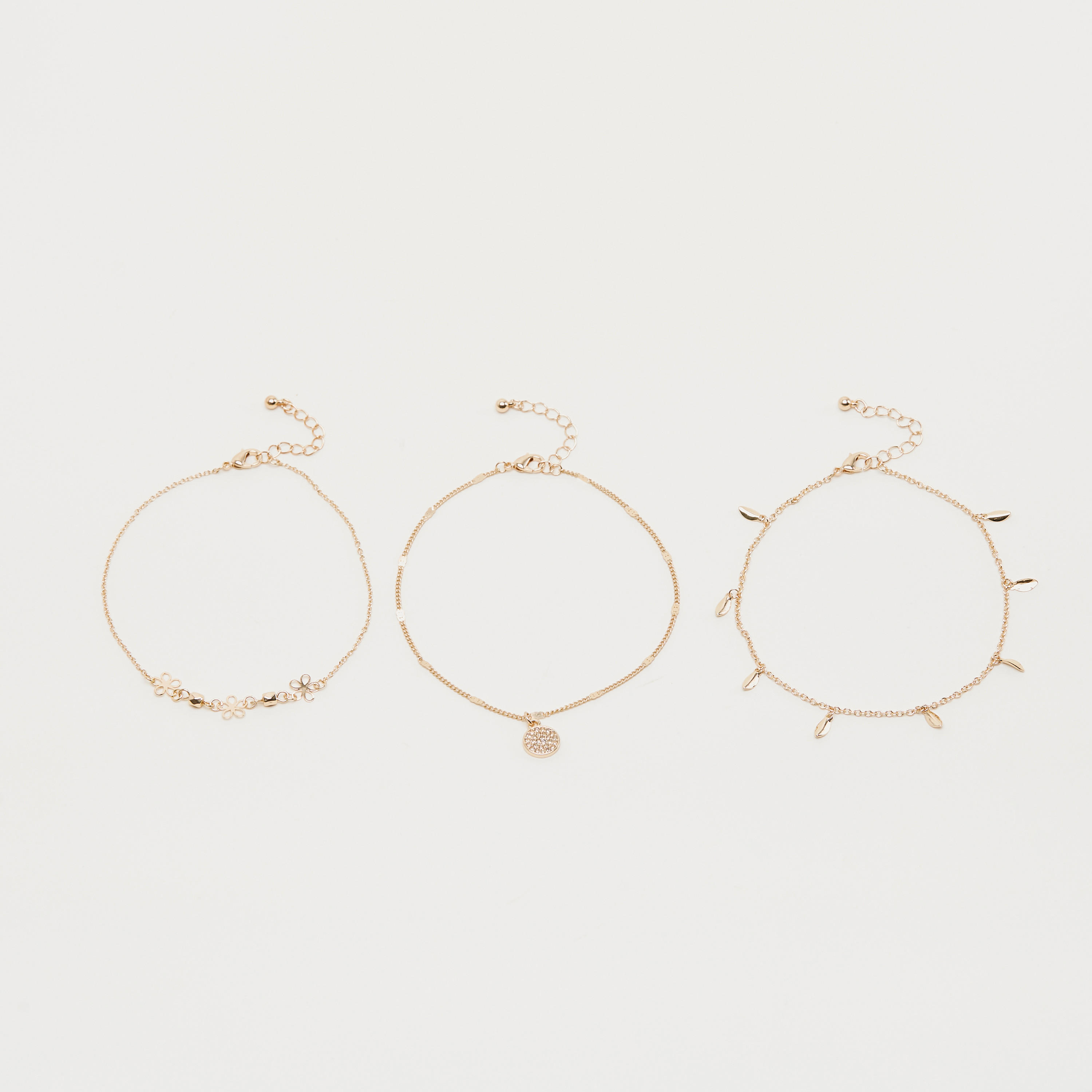 طقم خلاخيل مزيّنة - 3 قطع-women-watchesandjewellery-jewellery-anklets-image-2