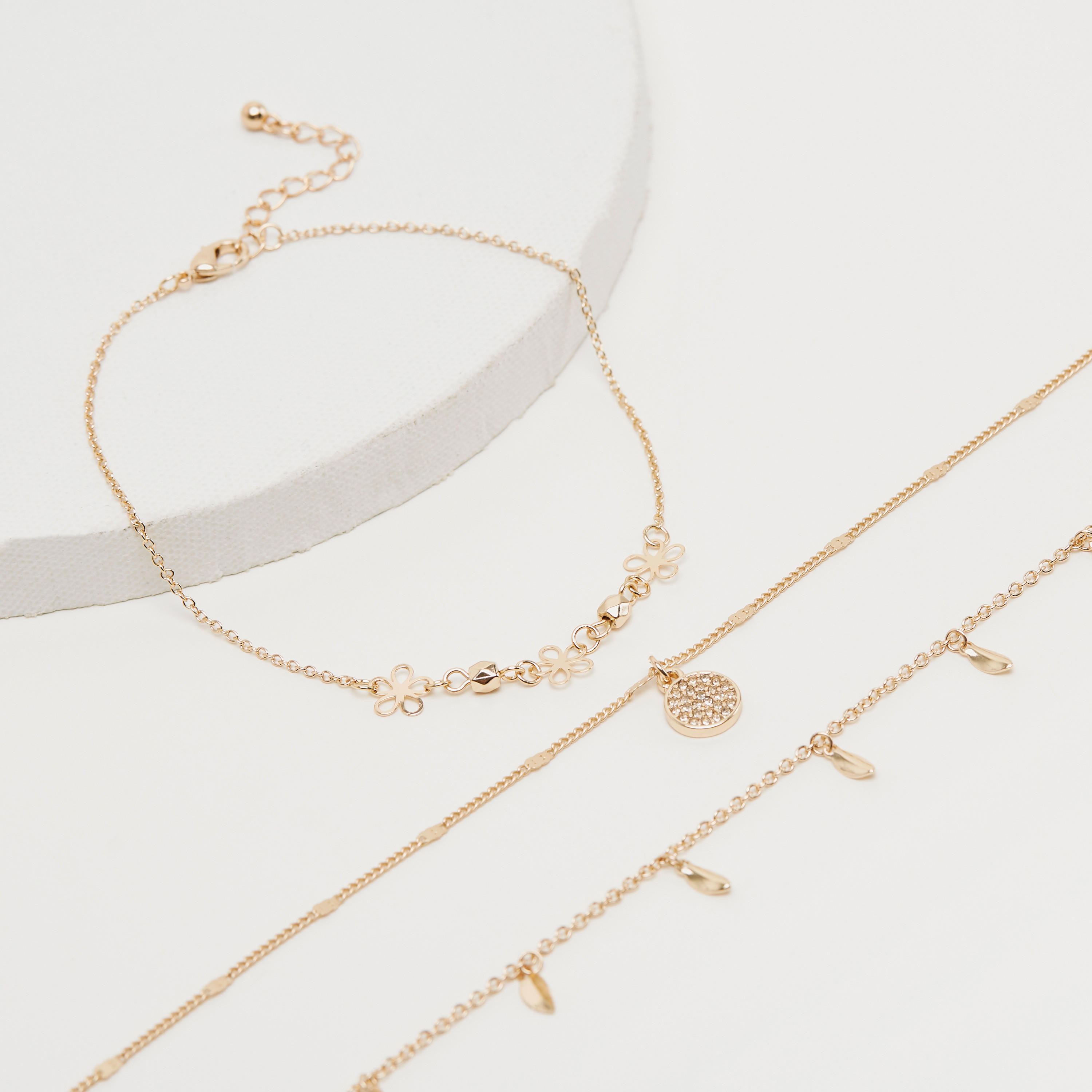 طقم خلاخيل مزيّنة - 3 قطع-women-watchesandjewellery-jewellery-anklets-image-1