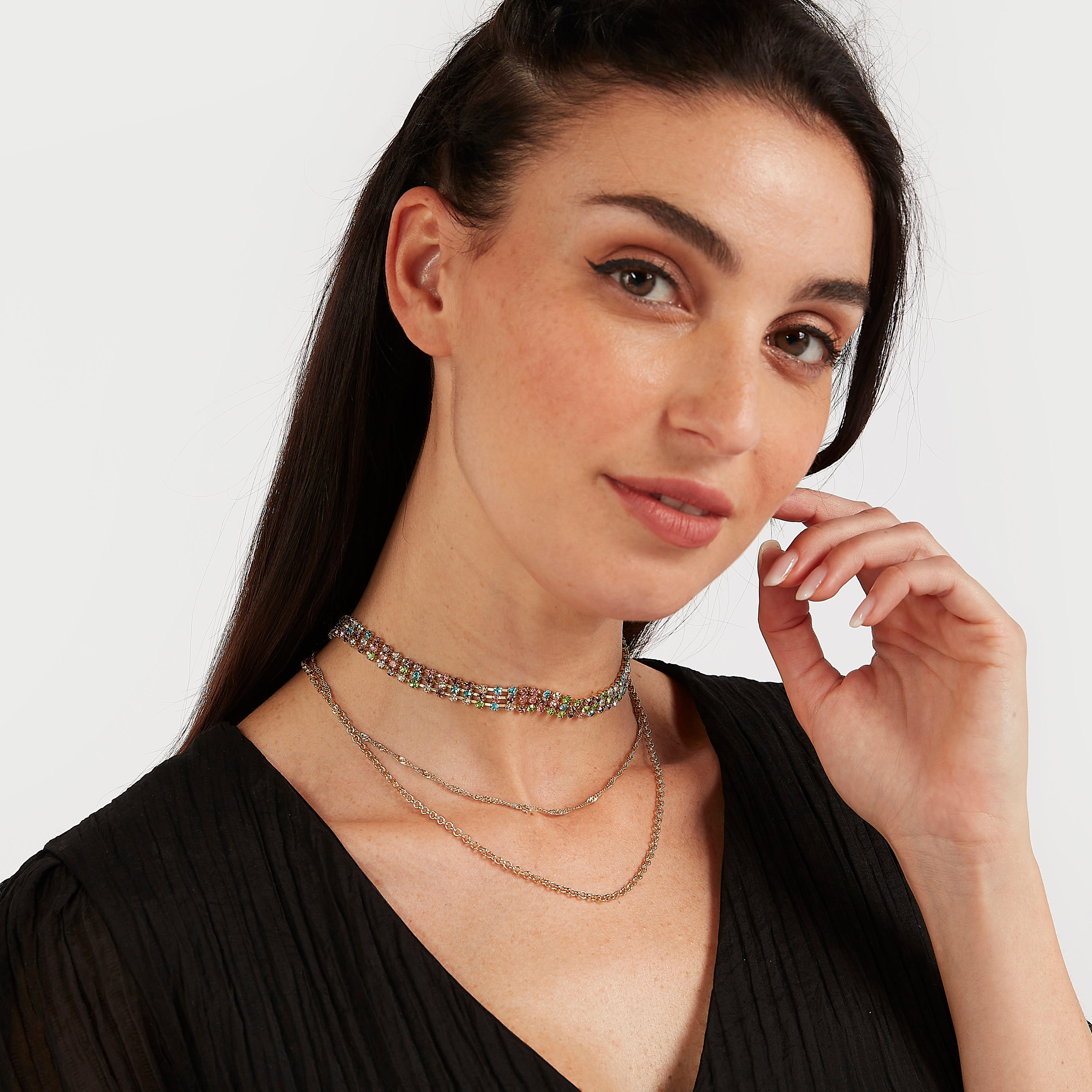 عقد مزين متعدد الطبقات بمشبك إغلاق-women-watchesandjewellery-jewellery-necklacesandpendants-image-4