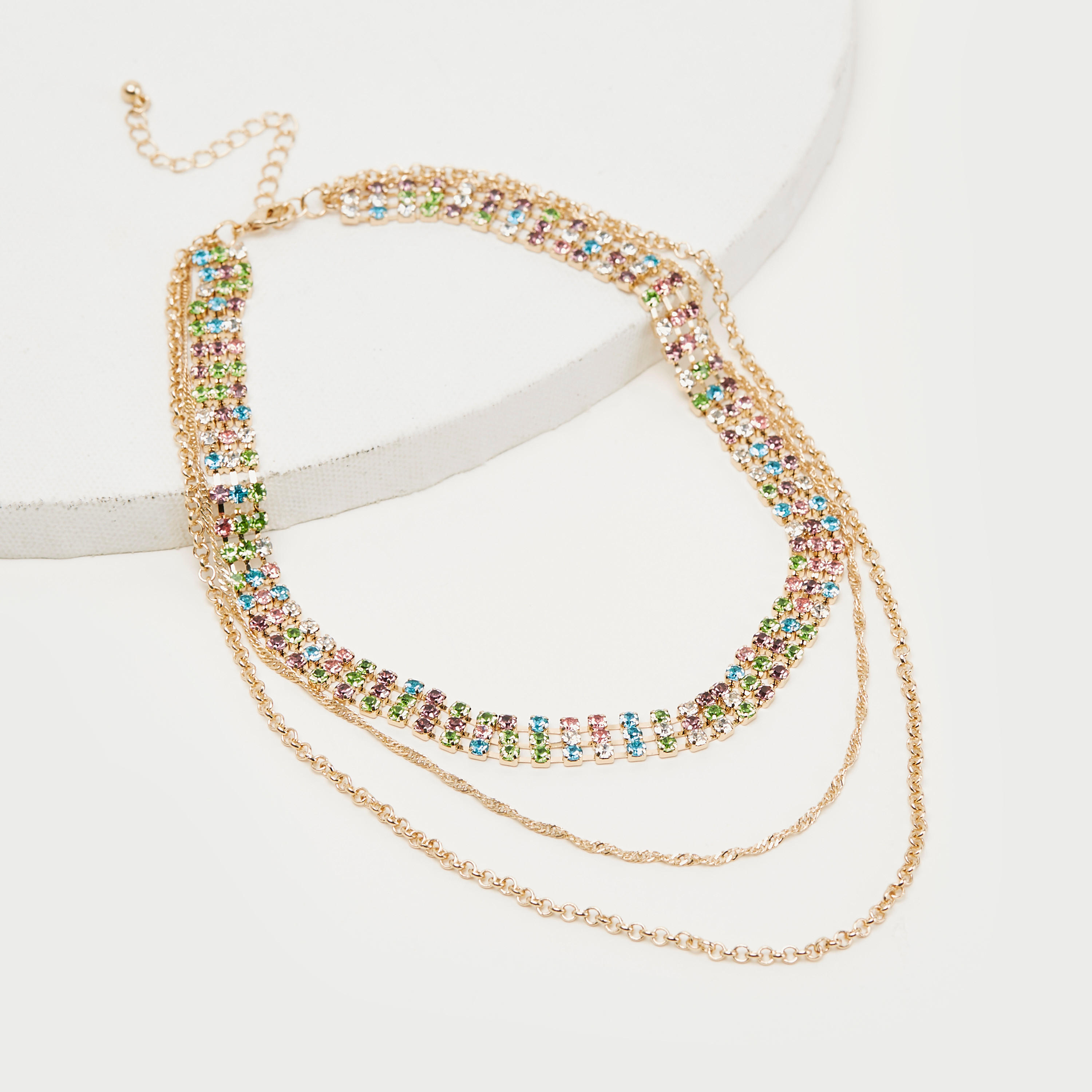 عقد مزين متعدد الطبقات بمشبك إغلاق-women-watchesandjewellery-jewellery-necklacesandpendants-image-1