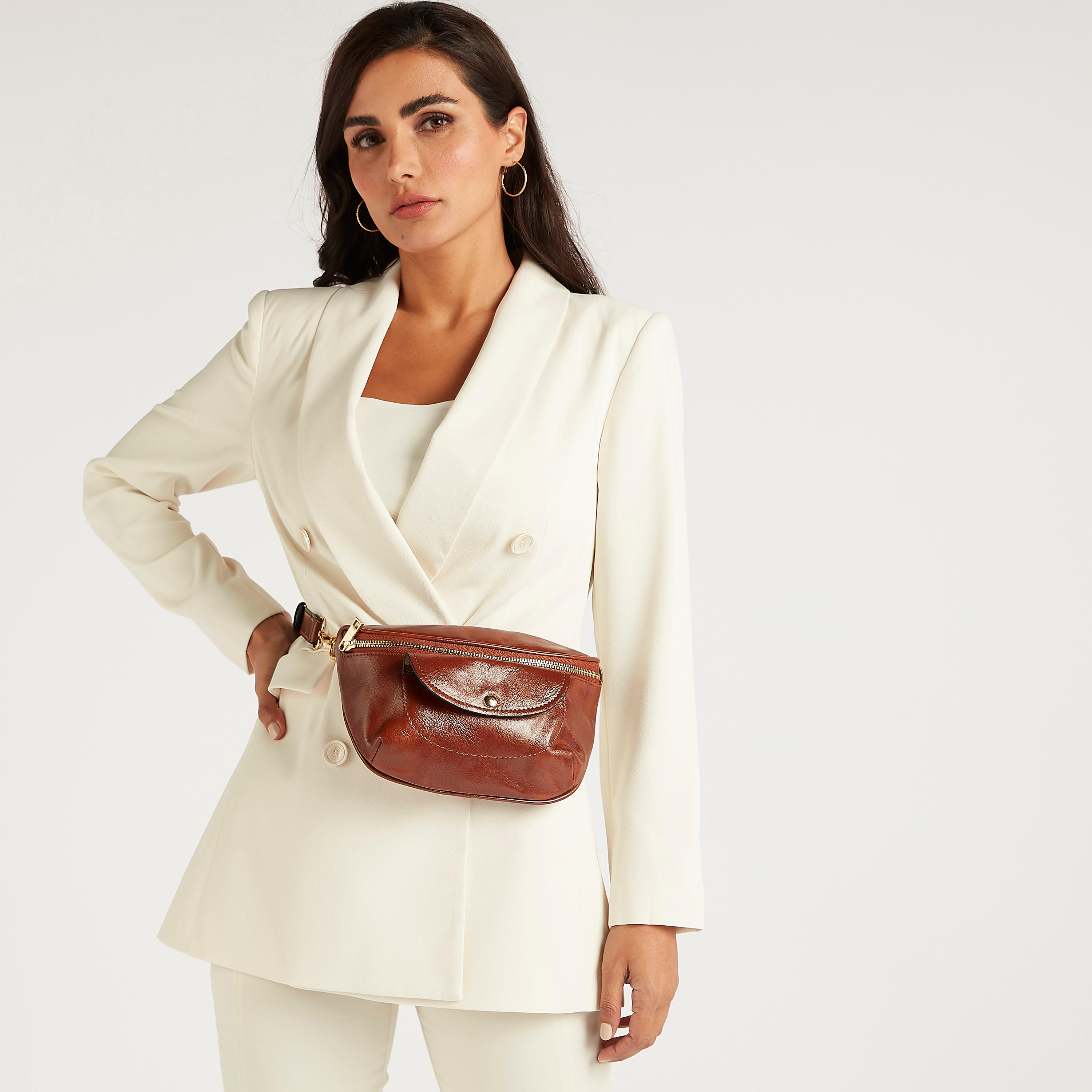 Textured Leather Bumbag with Zipper Closure-women-bagsandwallets-handbags-image-2
