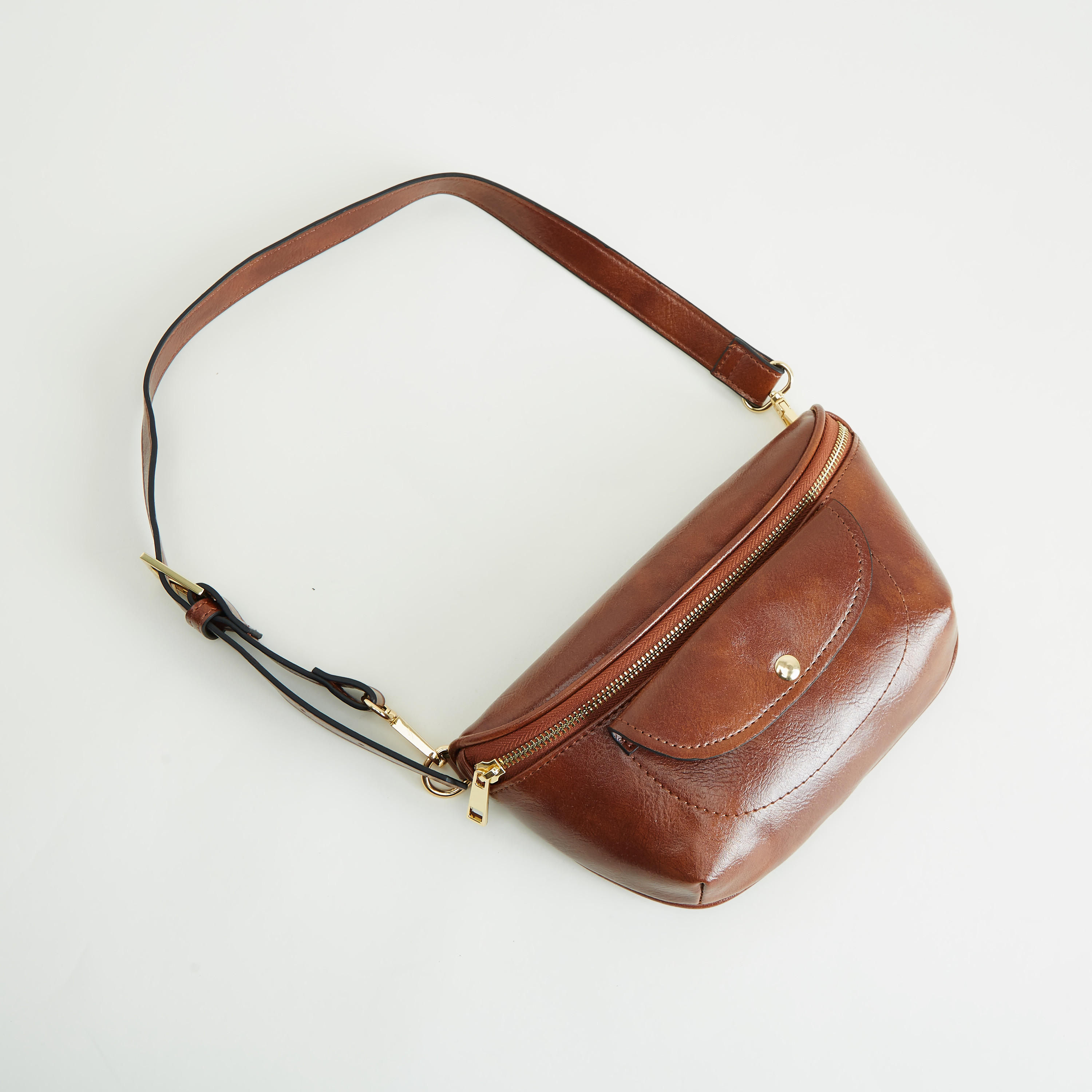 Textured Leather Bumbag with Zipper Closure-women-bagsandwallets-handbags-image-5