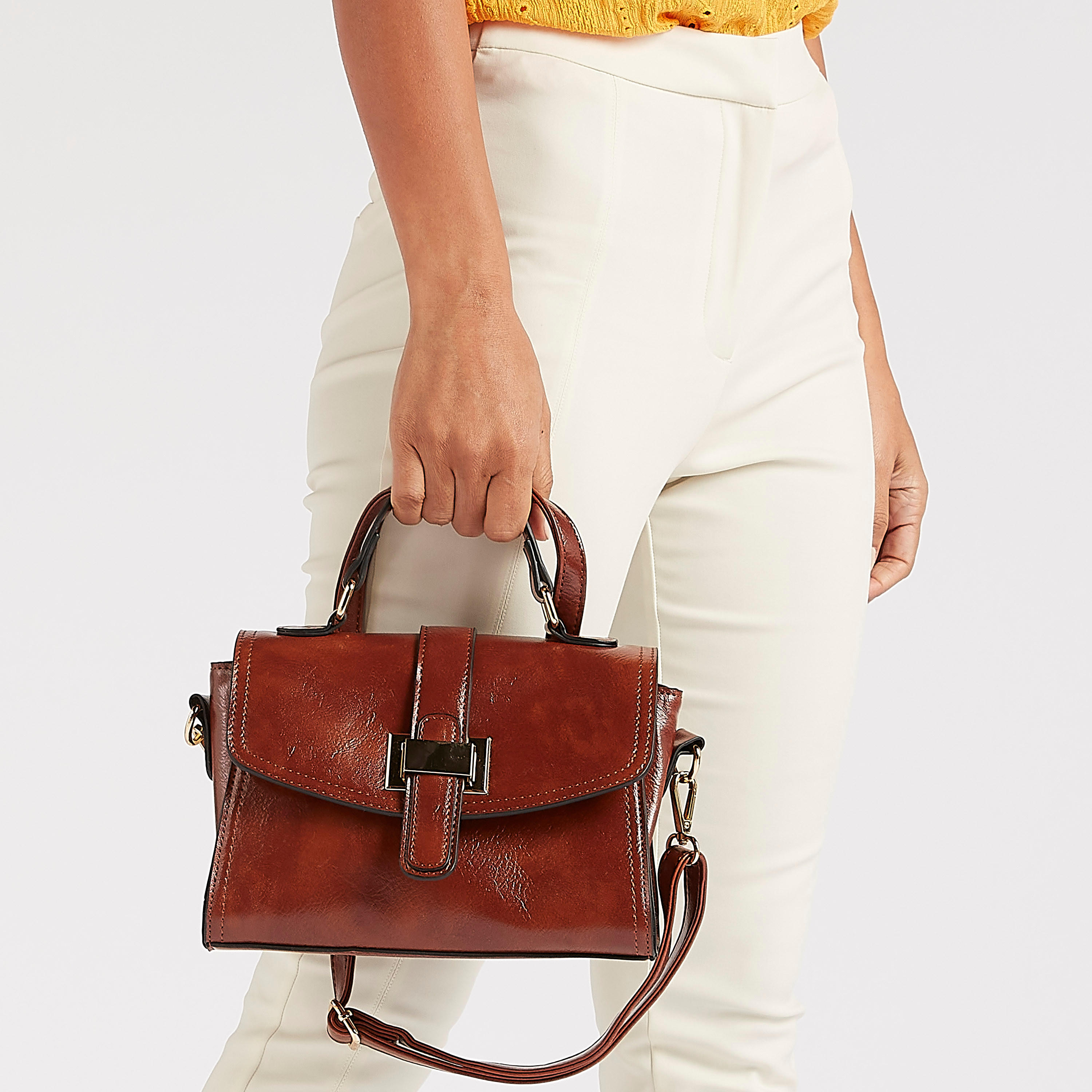 شنطة ساتشيل جلد بارزة الملمس بحزام قابل للفصل-women-bagsandwallets-handbags-image-2