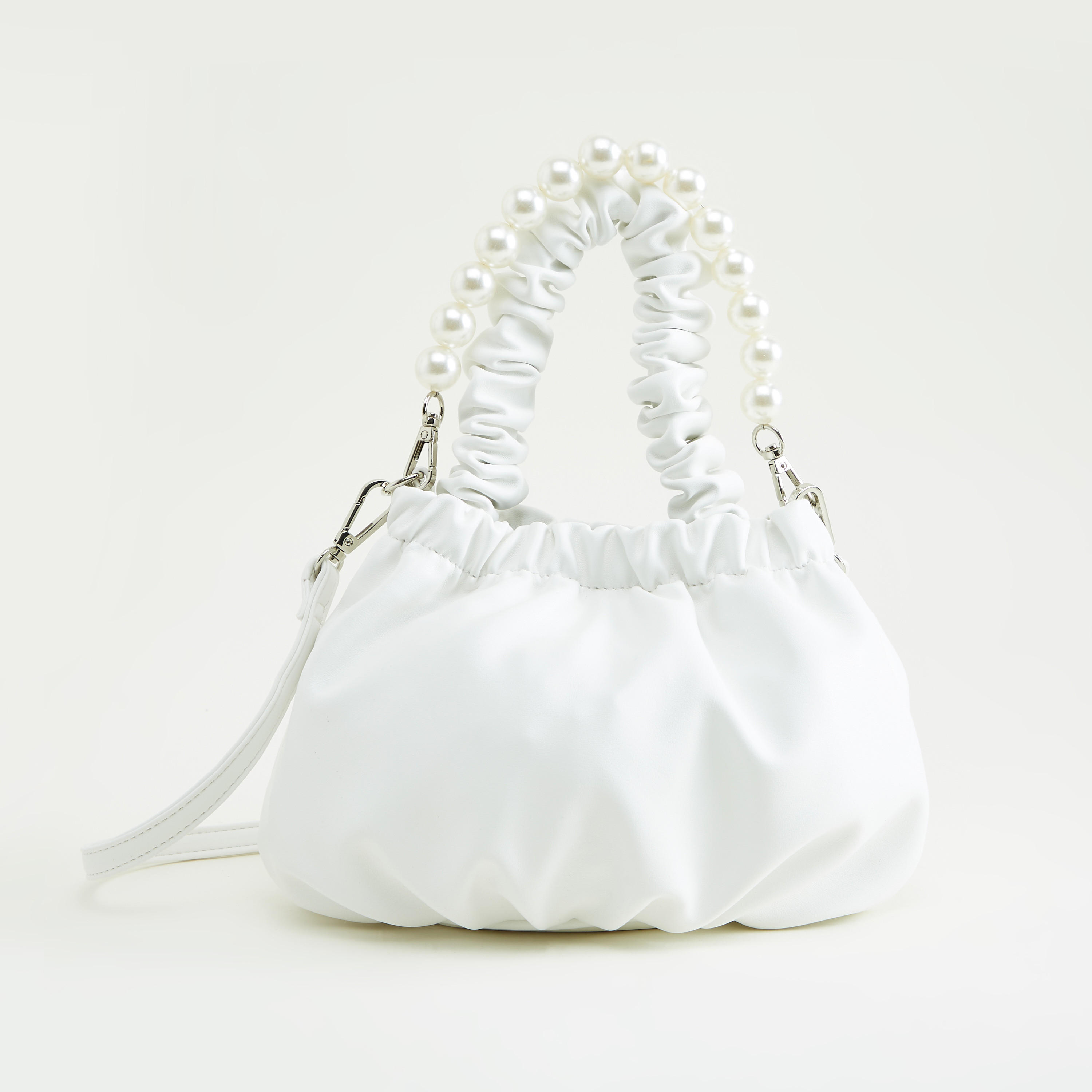 شنطة دلو سادة بتفاصيل لؤلؤ بمقبض وحزام قابل للفصل-women-bagsandwallets-handbags-image-1