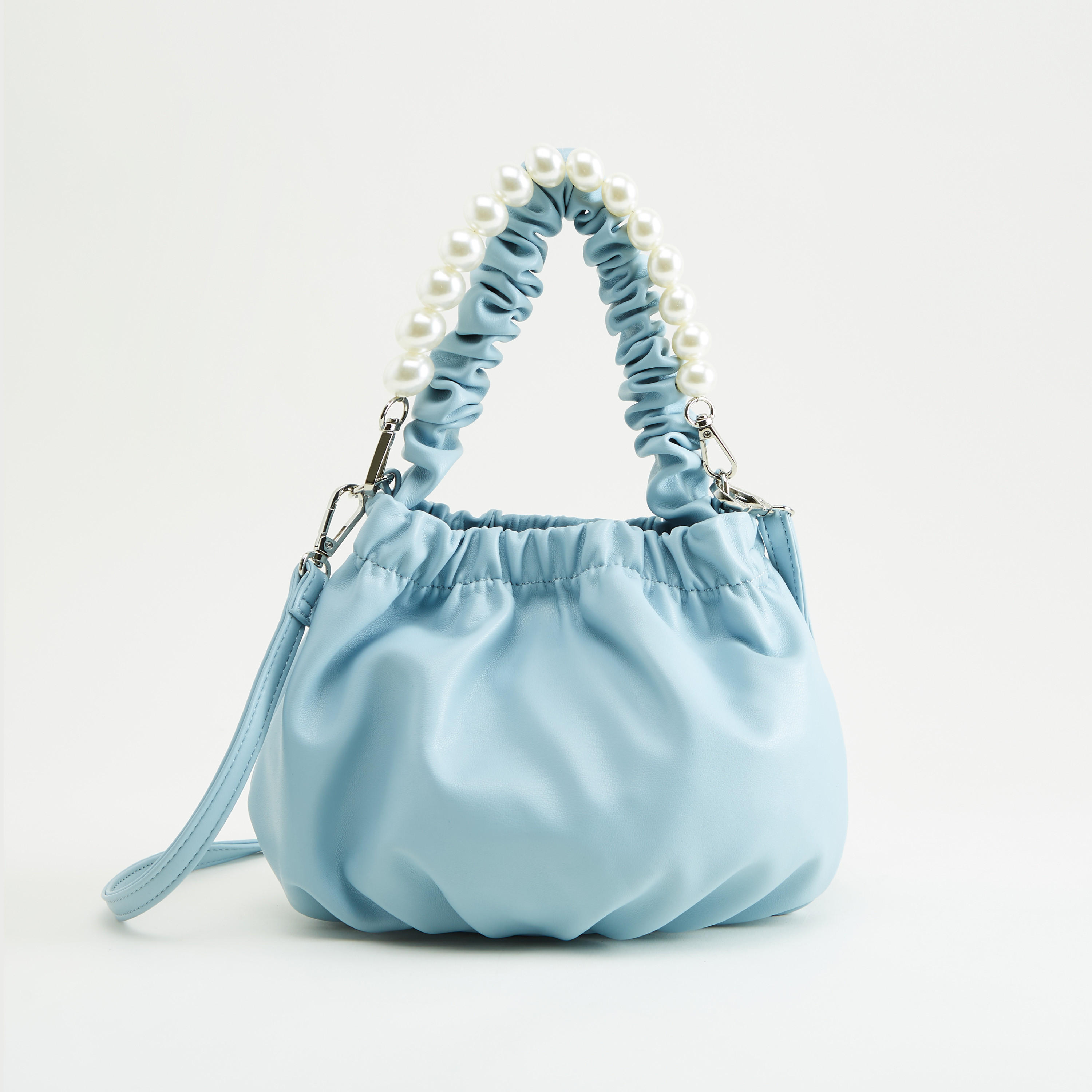 Textured Bucket Bag with Pearl Trim-women-bagsandwallets-handbags-image-1