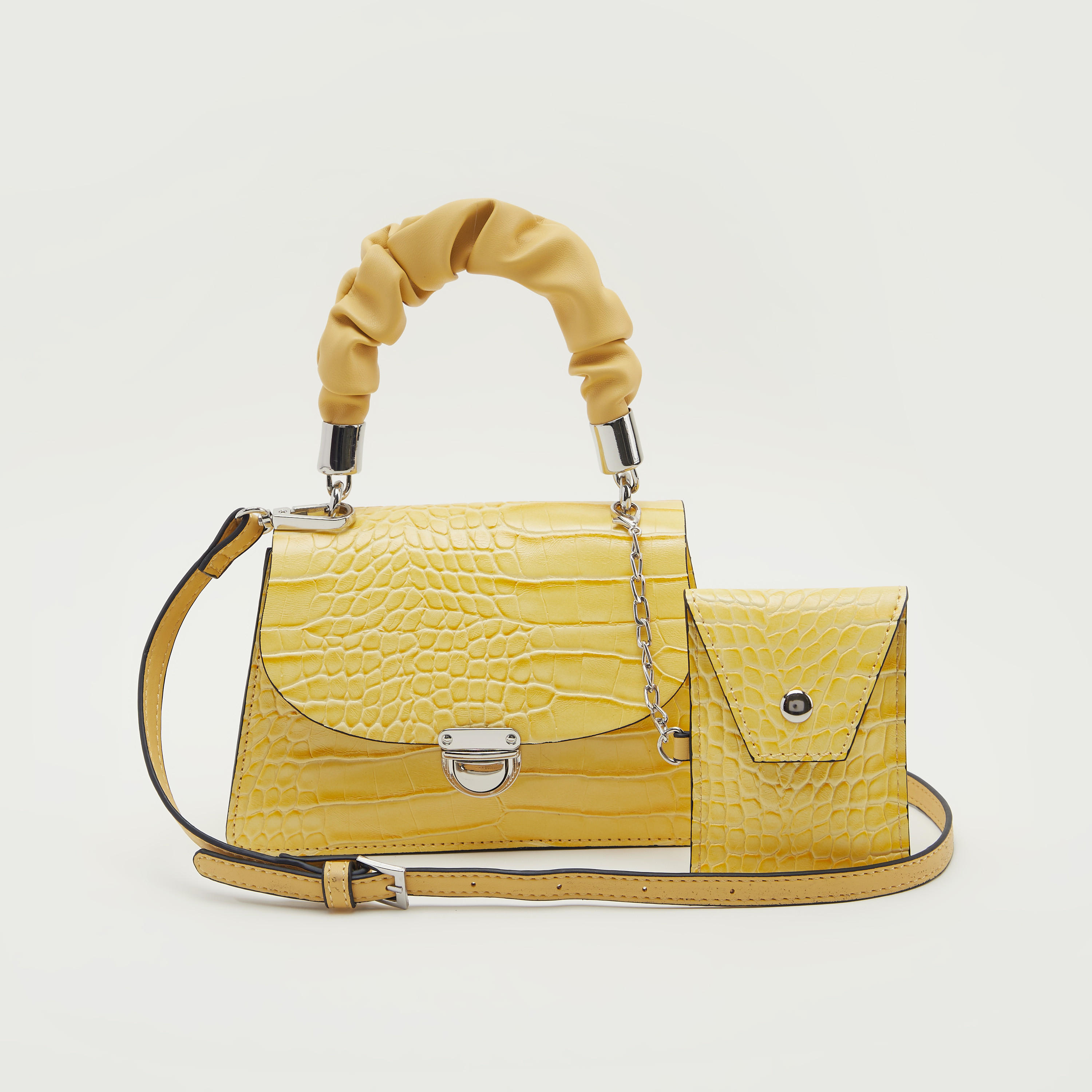 Croc Embossed Satchel with Pouch Set-women-bagsandwallets-handbags-image-1